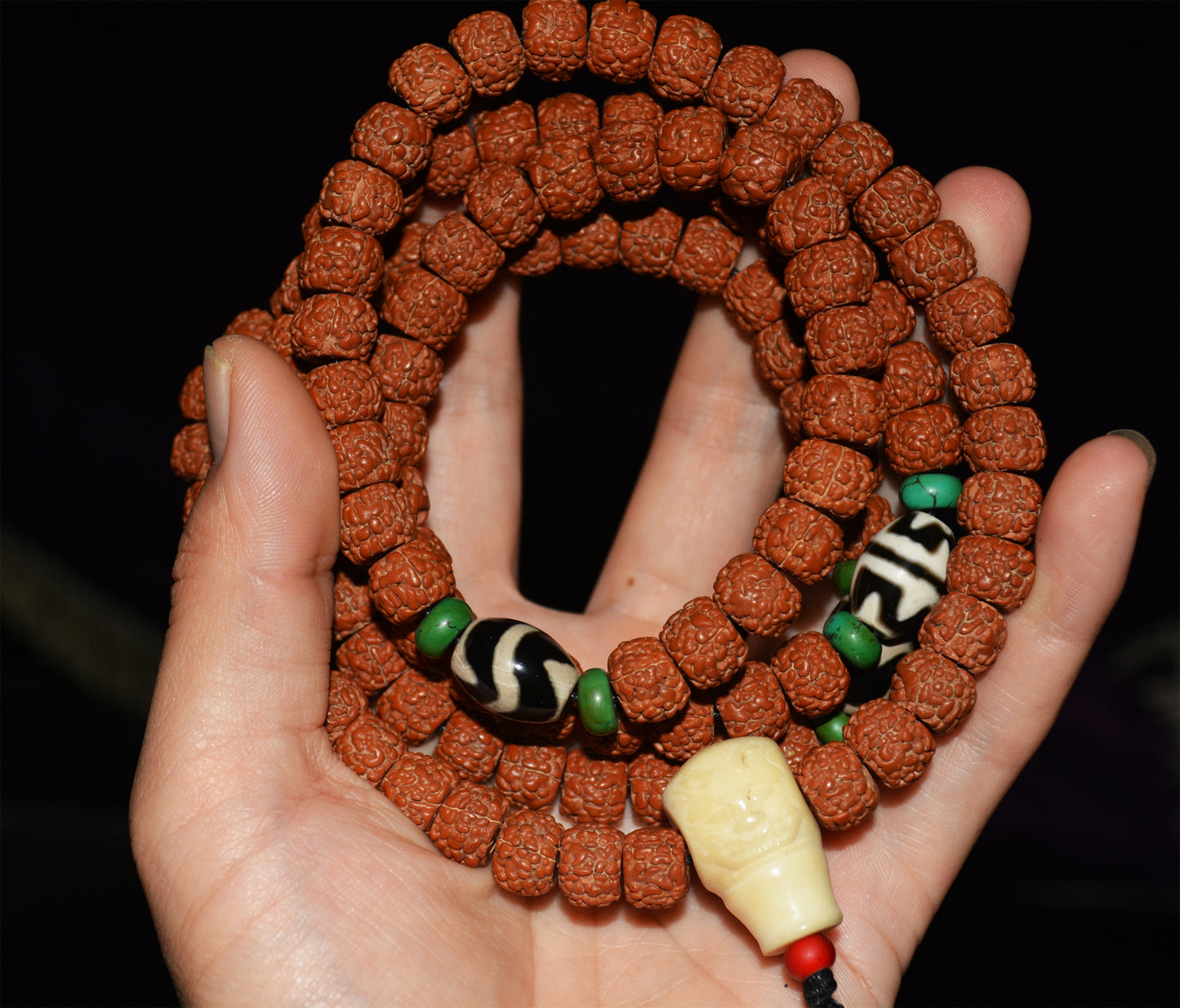 Real Tibetan Rudraksha Bodhi Seeds Bracelet Mala Prayer Beads Old Antique Rosary Natural Necklace Chain Genuine Worry