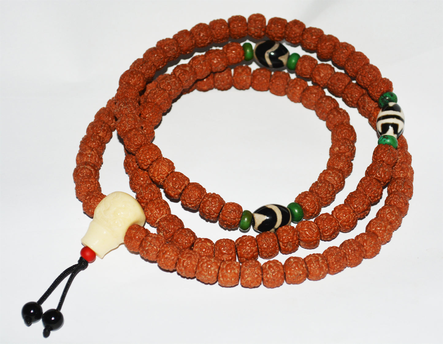 Real Tibetan Rudraksha Bodhi Seeds Bracelet Mala Prayer Beads Old Antique Rosary Natural Necklace Chain Genuine Worry