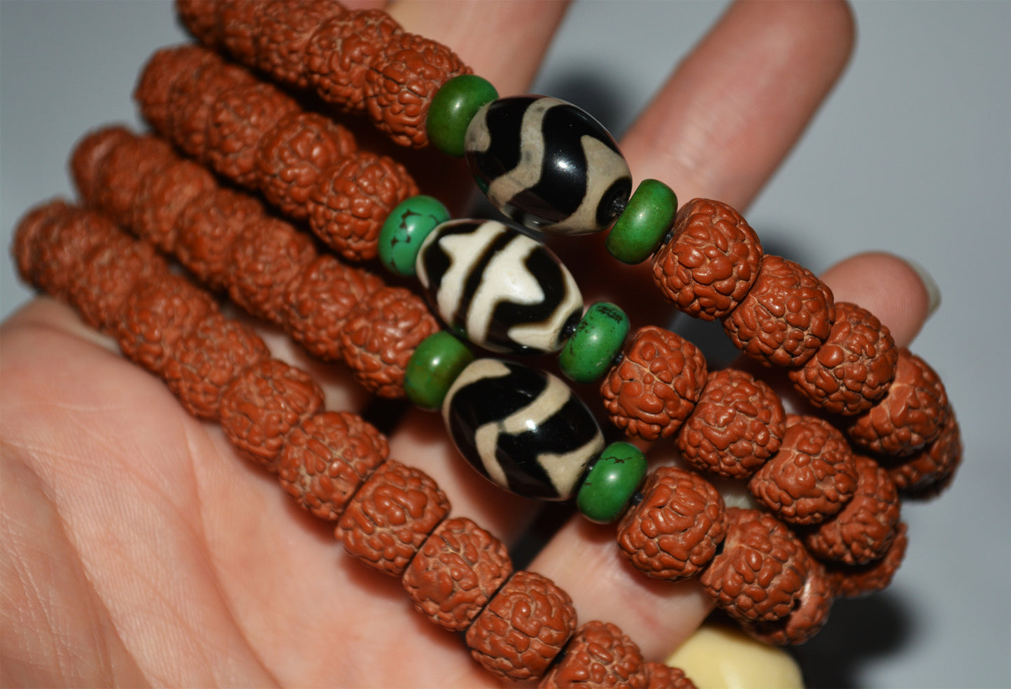 Real Tibetan Rudraksha Bodhi Seeds Bracelet Mala Prayer Beads Old Antique Rosary Natural Necklace Chain Genuine Worry