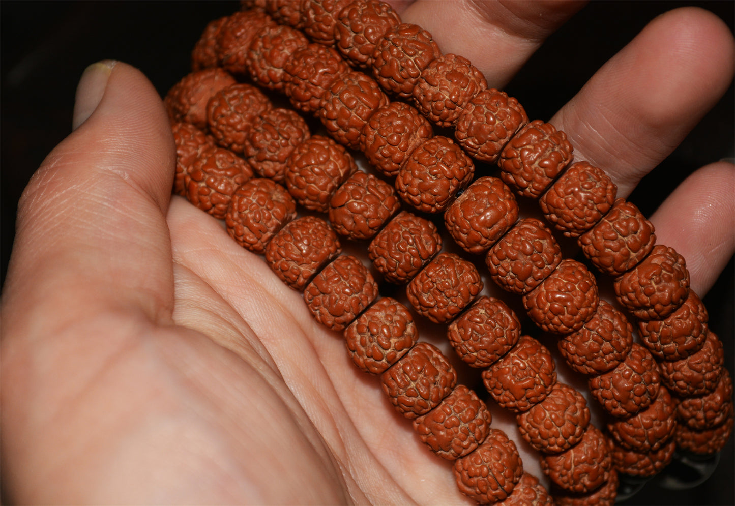 Real Tibetan Rudraksha Bodhi Seeds Bracelet Mala Prayer Beads Old Antique Rosary Natural Necklace Chain Genuine Worry