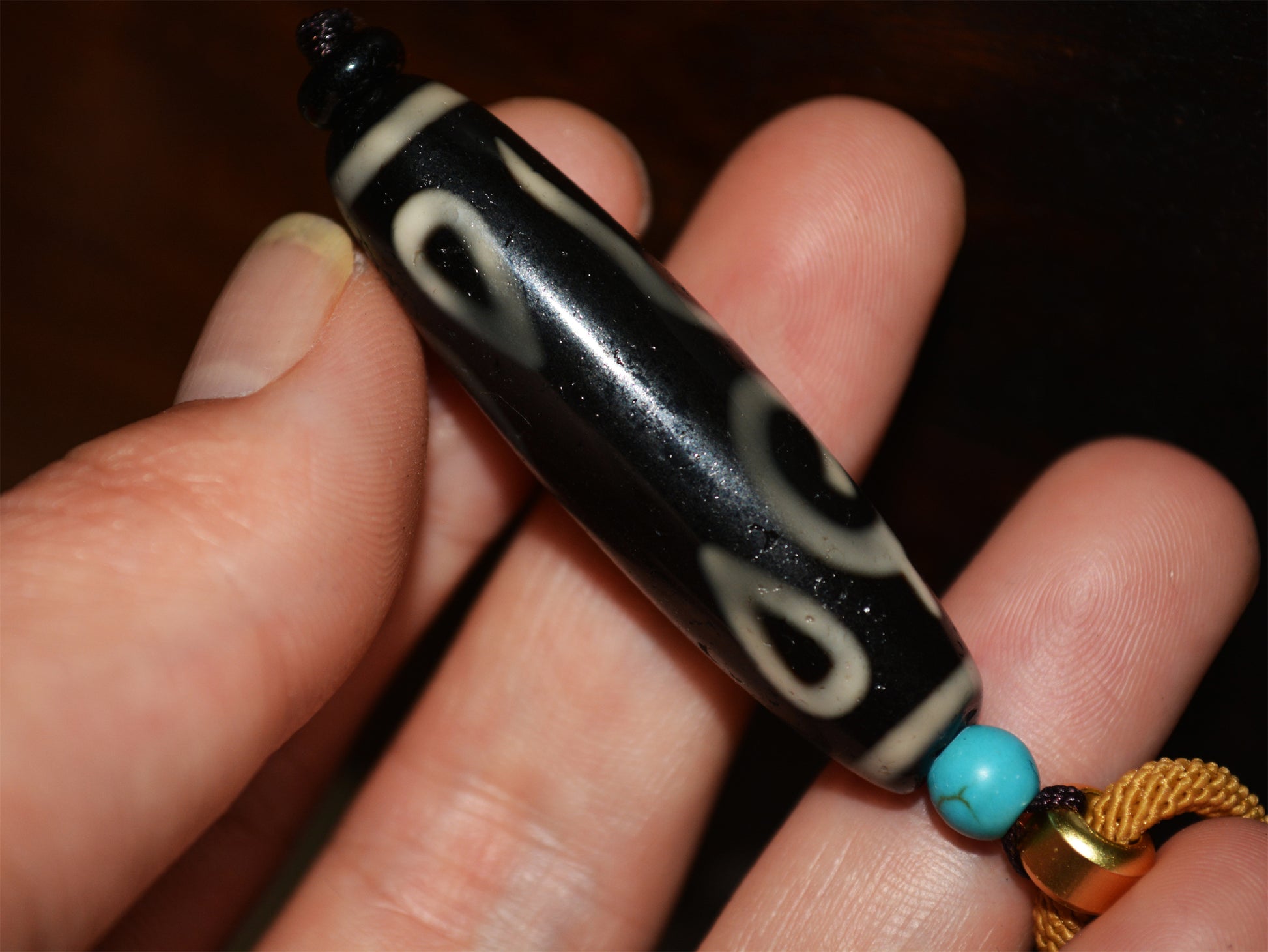 Real Ancient Tibetan Ruyi Four Eyes Dzi Bead Amulet Pendant Himalaya Agate Old Genuine Pure 4 Eyed Gzi Talisman Bracelet