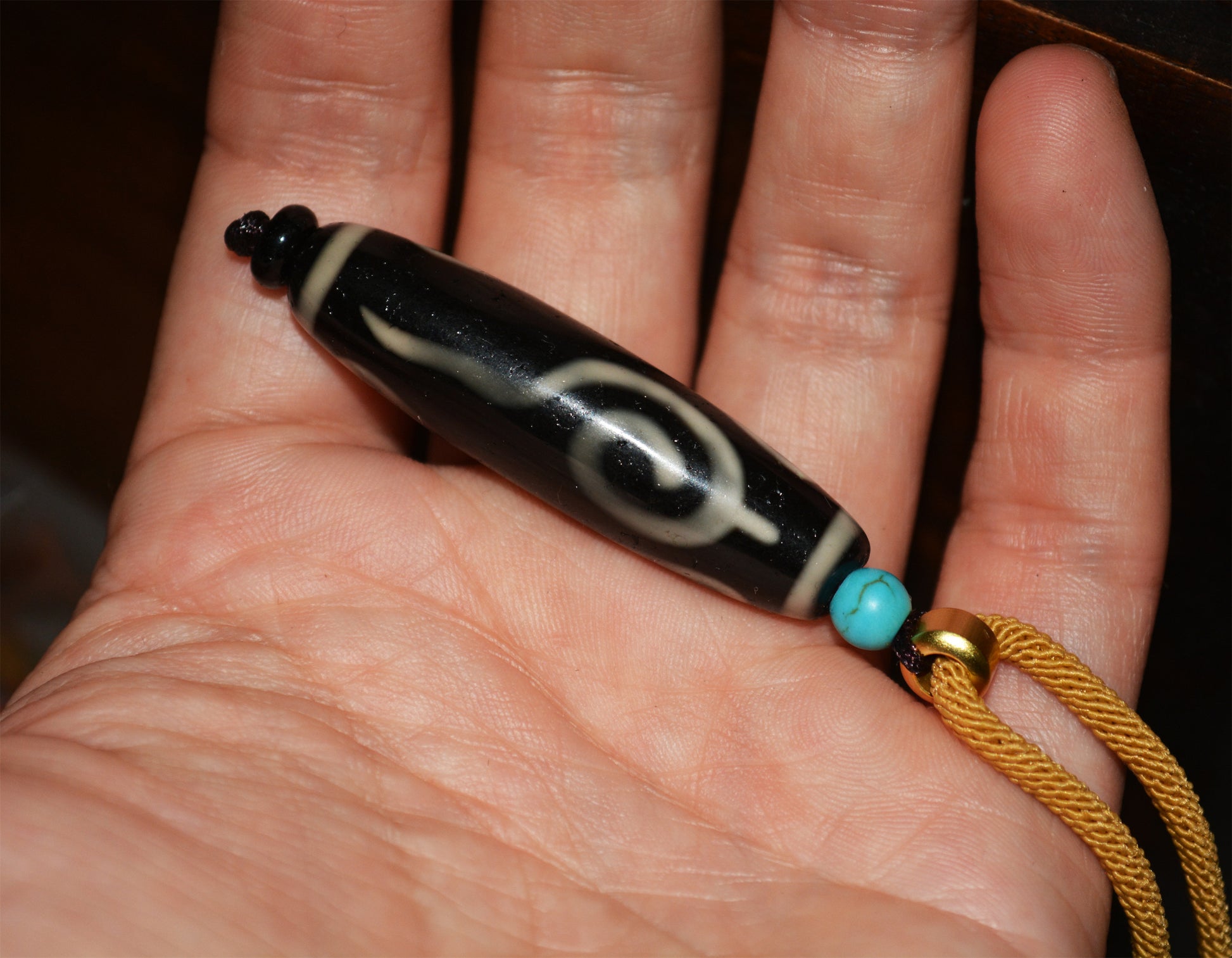 Real Ancient Tibetan Ruyi Four Eyes Dzi Bead Amulet Pendant Himalaya Agate Old Genuine Pure 4 Eyed Gzi Talisman Bracelet