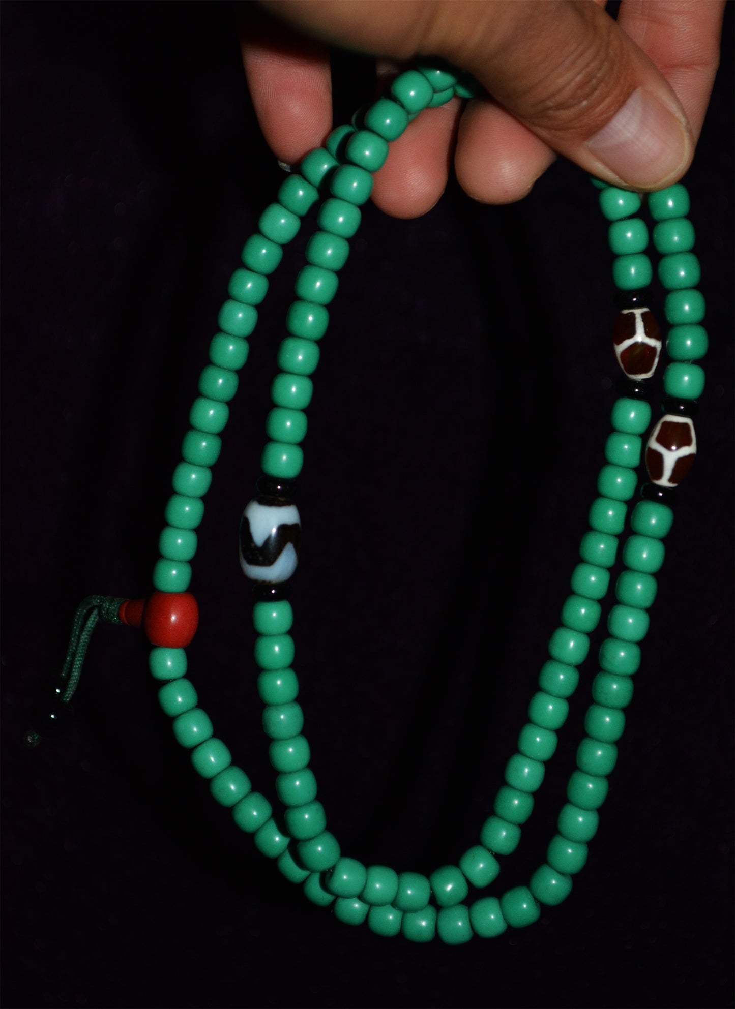 Real Tibetan Turquoise Bracelet Mala Prayer Beads Water Wave Dzi Necklace 108 Rosary Worry