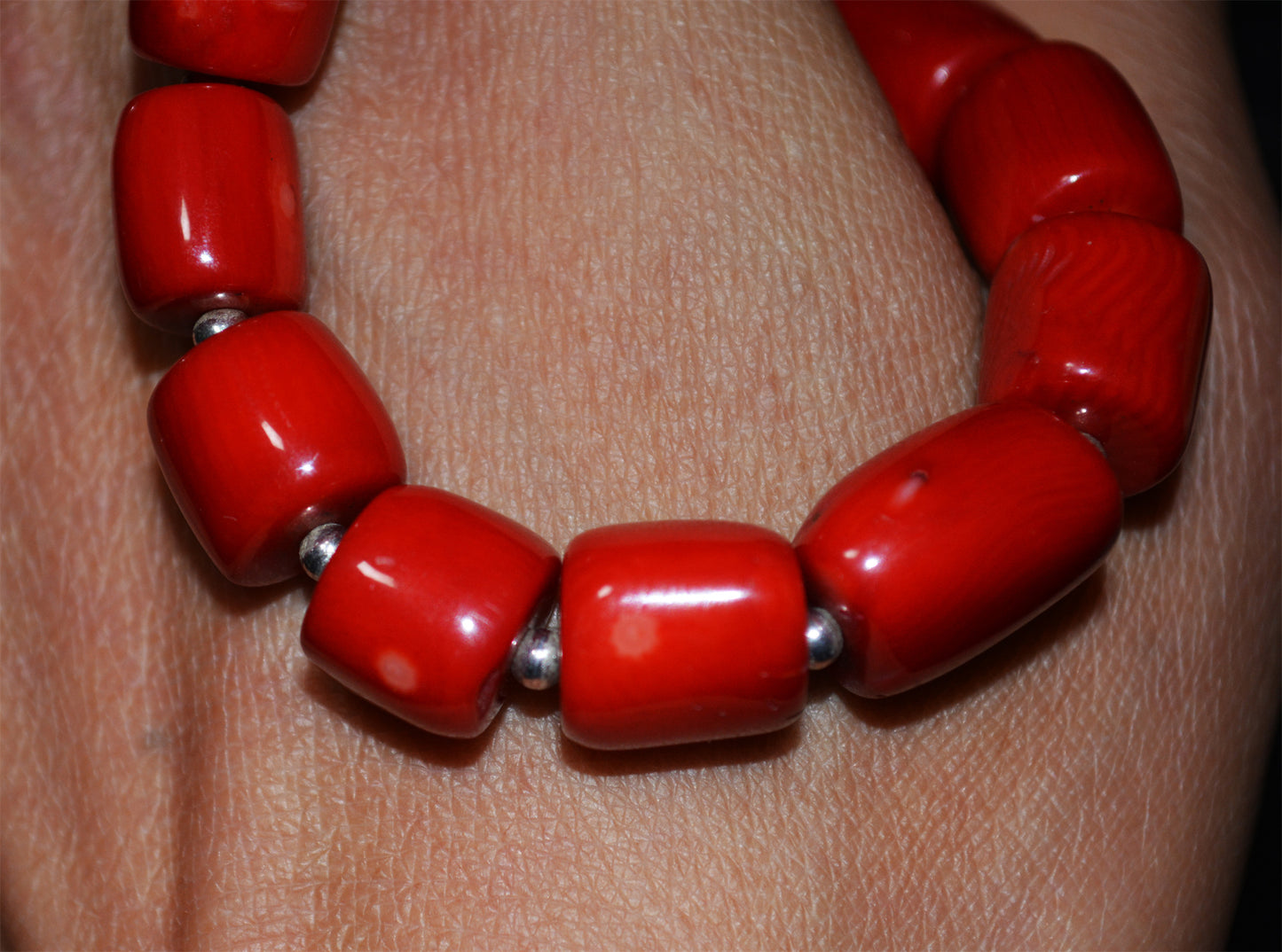 Real Tibetan Old Antique Red Coral Bracelet Mala Prayer Beads Natural Himalaya Rosary