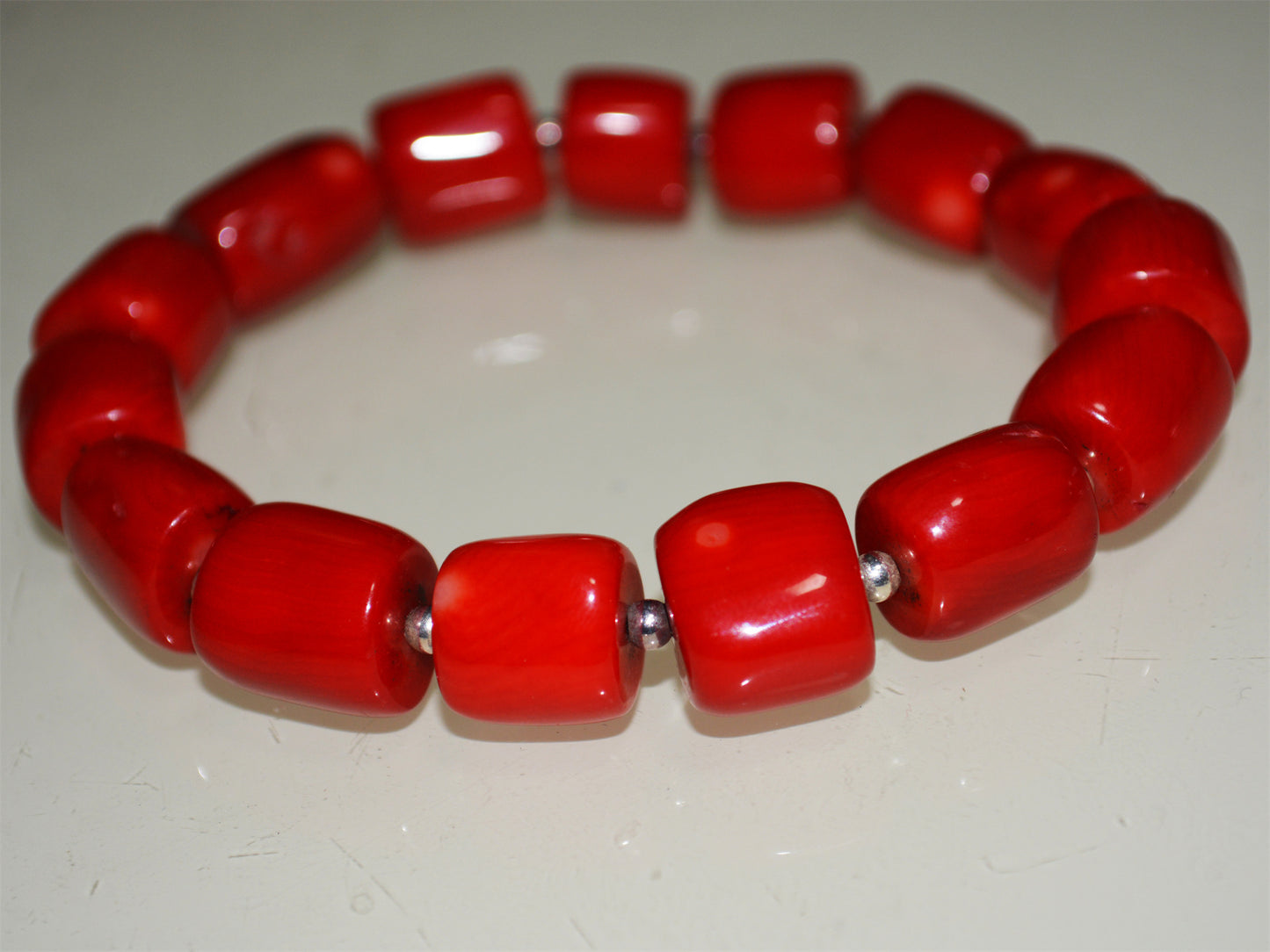 Real Tibetan Old Antique Red Coral Bracelet Mala Prayer Beads Natural Himalaya Rosary