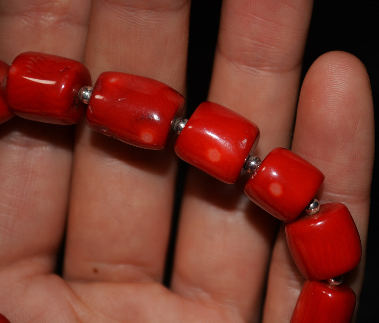 Real Tibetan Old Antique Red Coral Bracelet Mala Prayer Beads Natural Himalaya Rosary
