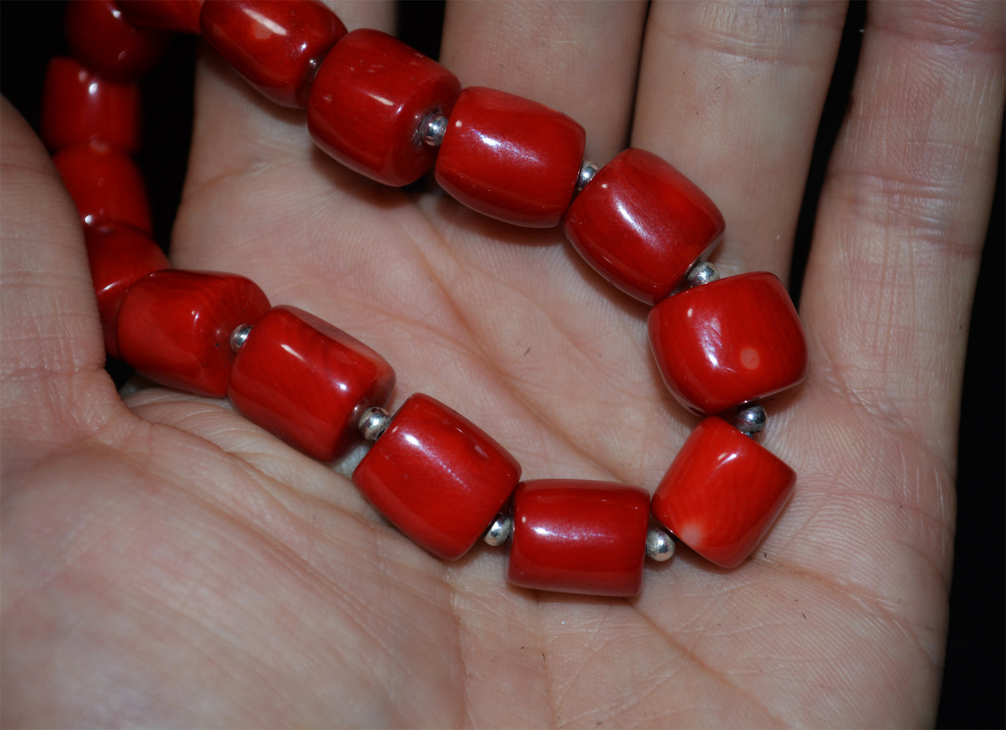 Real Tibetan Old Antique Red Coral Bracelet Mala Prayer Beads Natural Himalaya Rosary