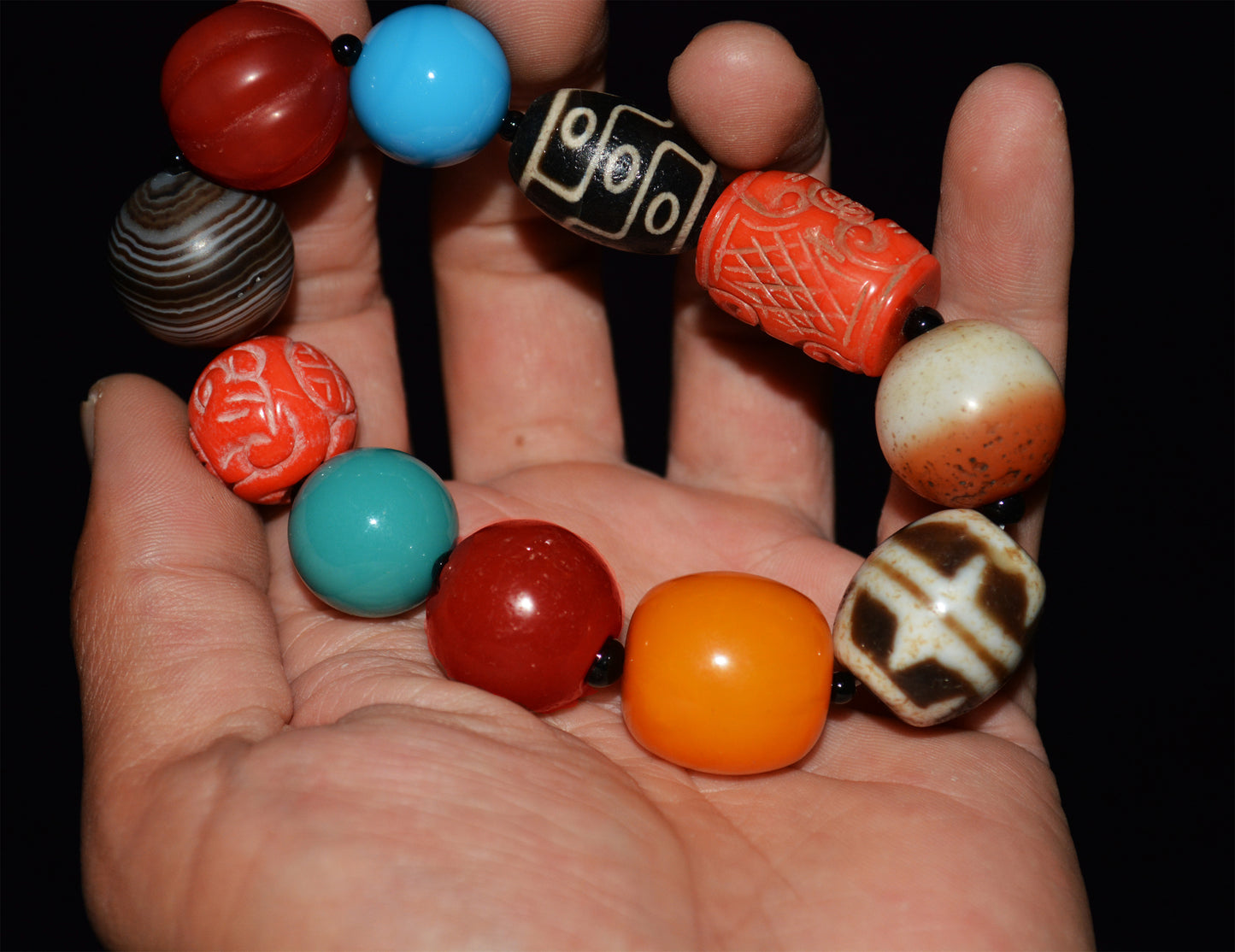 Real Tibetan Old Ancient Red Coral Bracelet Crystal Turquoise Amber Pema Raka Nanhong Agate Nine Eyes Dzi Bead Mala Prayer Beads西藏千年至纯多宝手串九眼天珠红珊瑚绿松石蜜蜡南红药师珠手链喜马拉雅藏传
