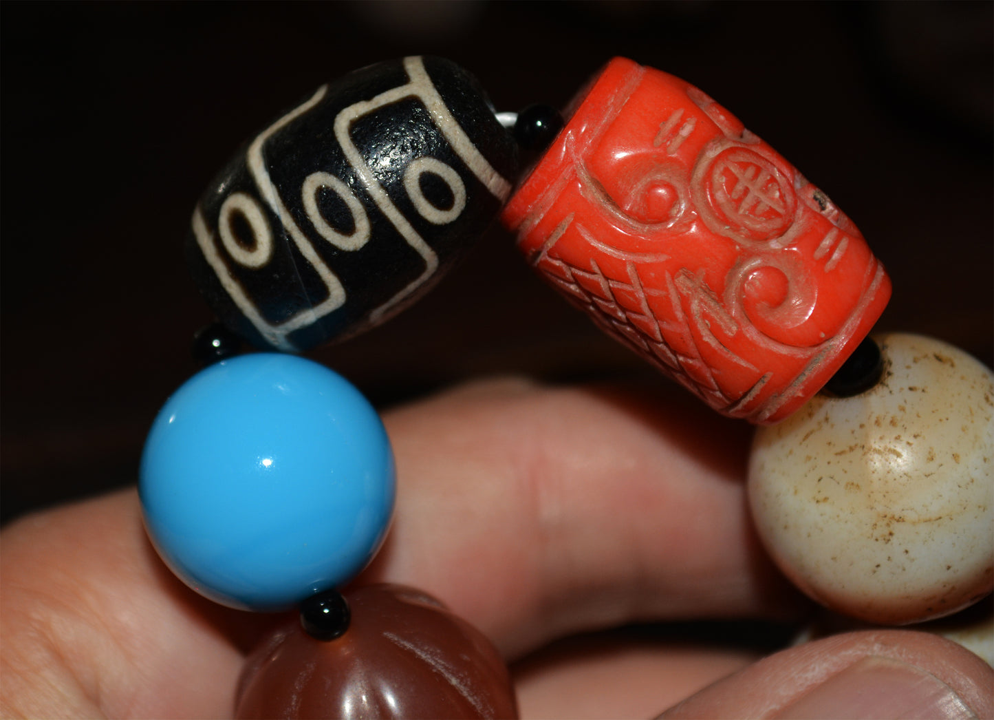 Real Tibetan Old Ancient Red Coral Bracelet Crystal Turquoise Amber Pema Raka Nanhong Agate Nine Eyes Dzi Bead Mala Prayer Beads西藏千年至纯多宝手串九眼天珠红珊瑚绿松石蜜蜡南红药师珠手链喜马拉雅藏传