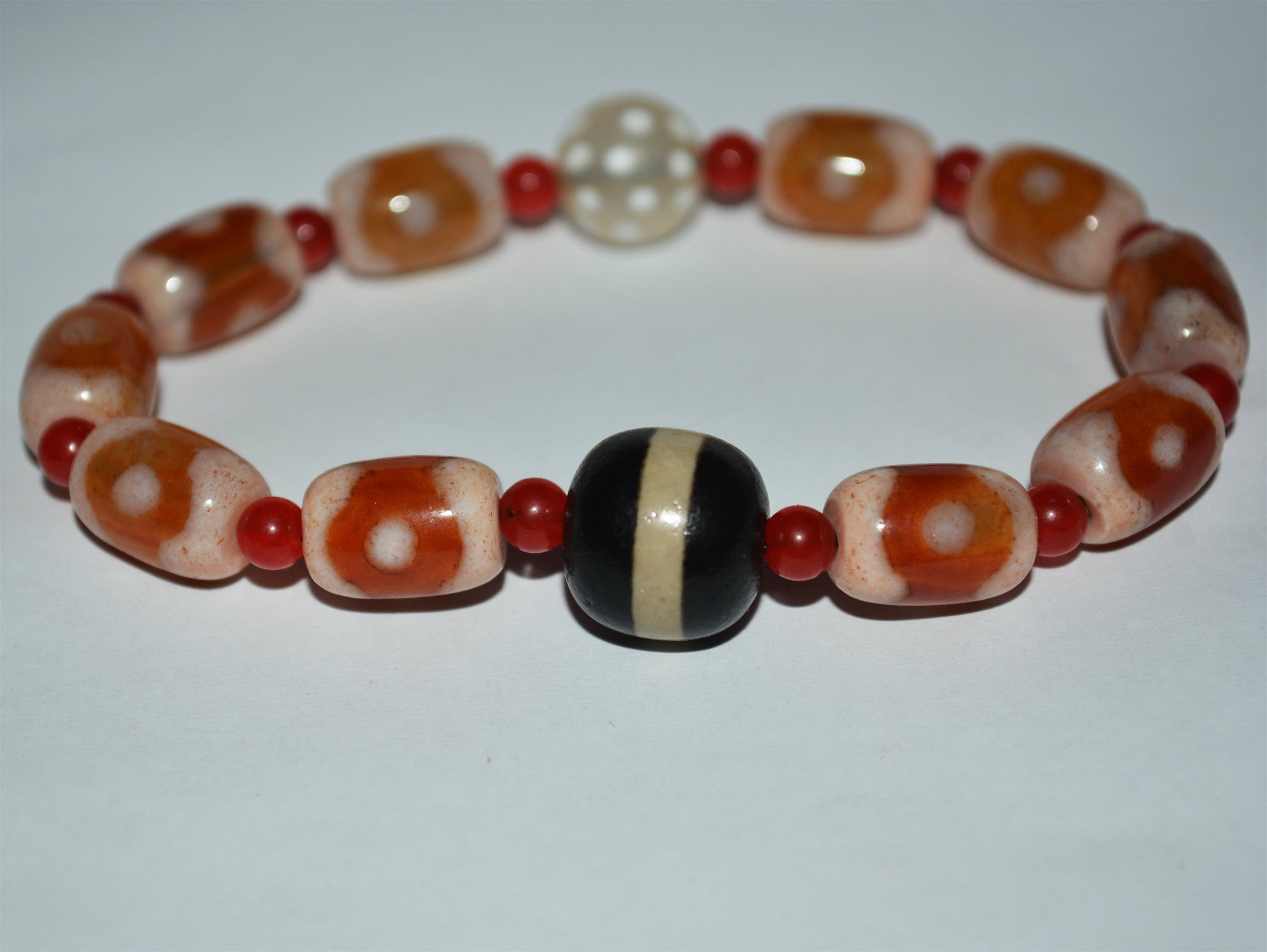 Real tibetan three eyes dzi bead amulet genuine old ancient himalaya agate pure 3 gzi talisman bracelet mala