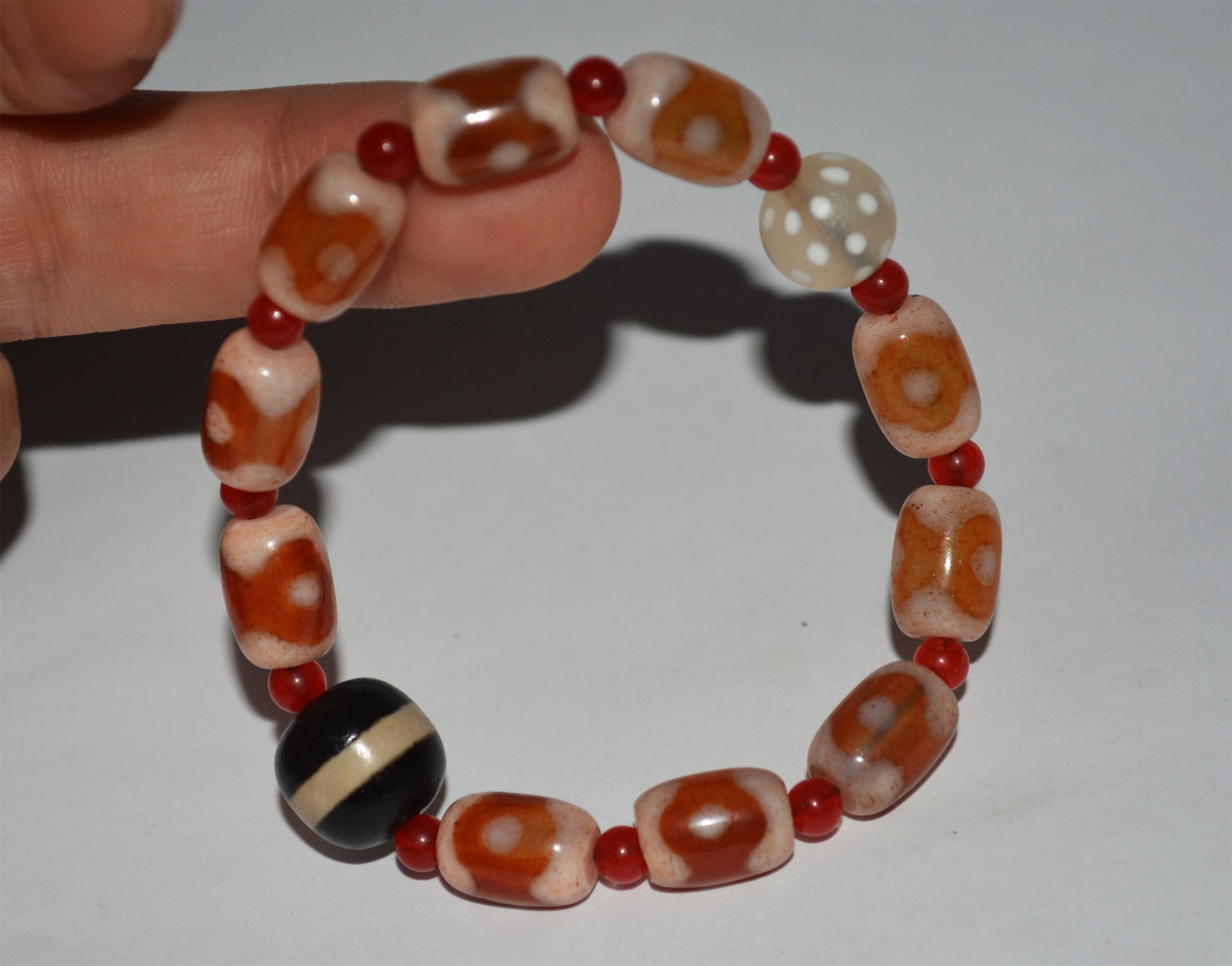 Real tibetan three eyes dzi bead amulet genuine old ancient himalaya agate pure 3 gzi talisman bracelet mala