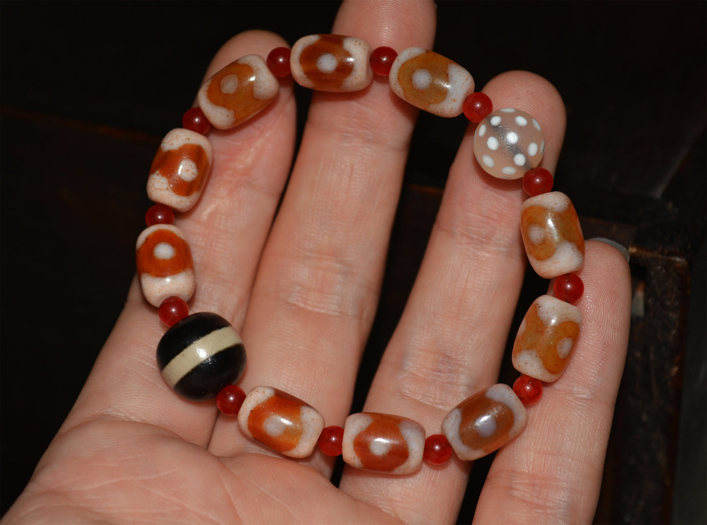 Real tibetan three eyes dzi bead amulet genuine old ancient himalaya agate pure 3 gzi talisman bracelet mala