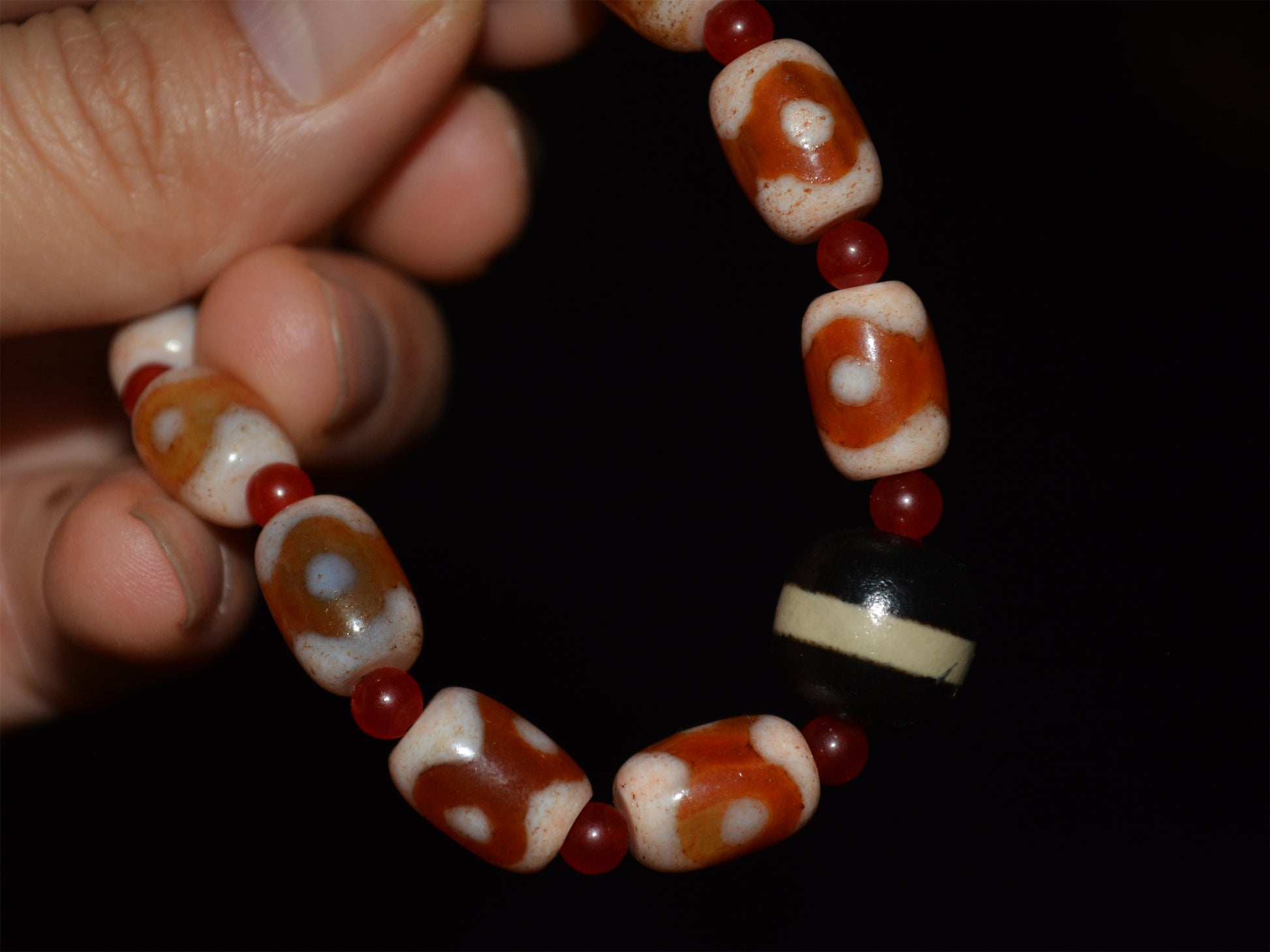 Real tibetan three eyes dzi bead amulet genuine old ancient himalaya agate pure 3 gzi talisman bracelet mala