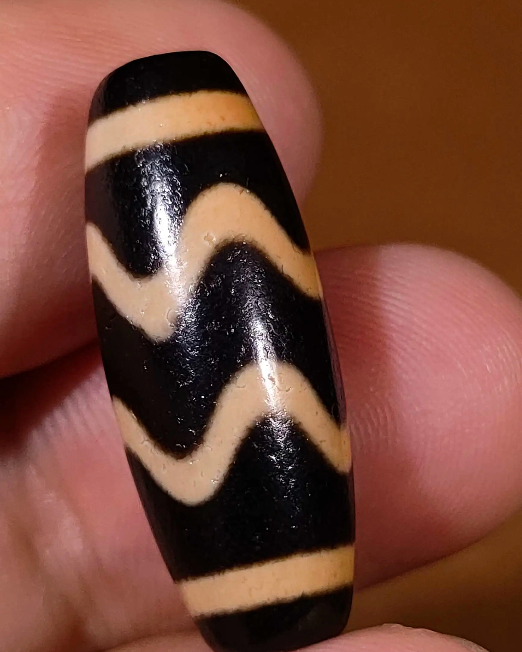 Real tibetan water wave dzi bead amulet genuine old ancient zig zag himalaya agate tiger tooth gzi pure pendant talisman