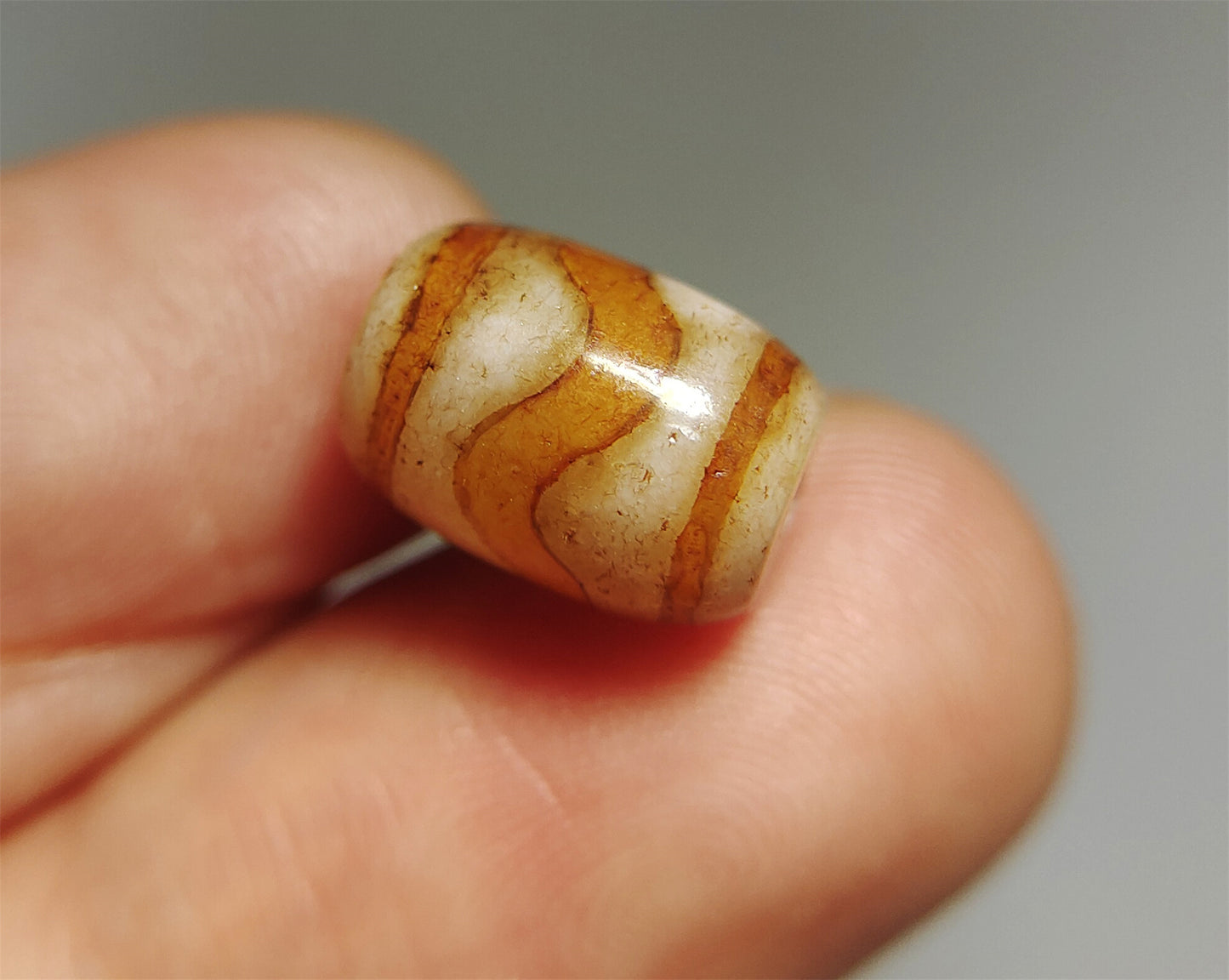 Real tibetan water wave dzi bead amulet genuine old ancient zig zag himalaya agate tiger tooth gzi pure pendant talisman