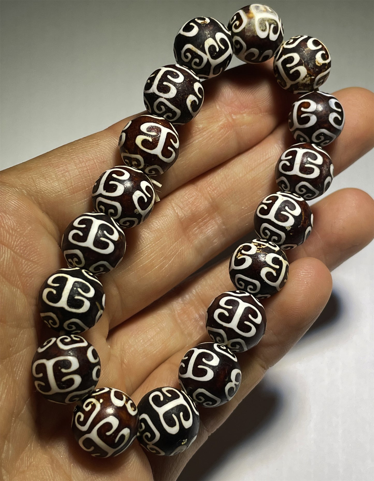 Tibet Ancient Real Auspicious Cloud Dzi Bead Bracelet Amulet Himalayas Agate Genuine Gzi Old Antique Talisman