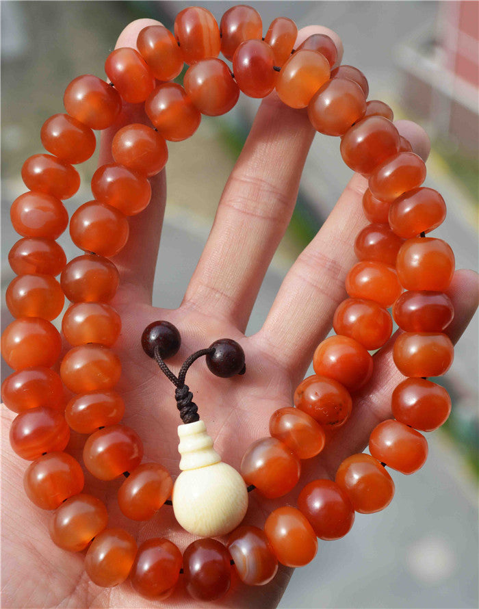 Tibet Old Antique Real Pema Raka Red Agate Mala Prayer Beads Nanhong Carnelian Rosary Bracelet Himalayas