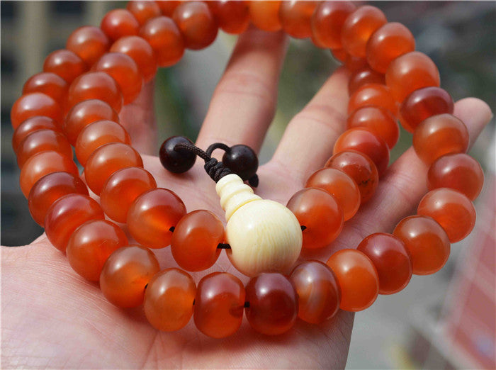 Tibet Old Antique Real Pema Raka Red Agate Mala Prayer Beads Nanhong Carnelian Rosary Bracelet Himalayas