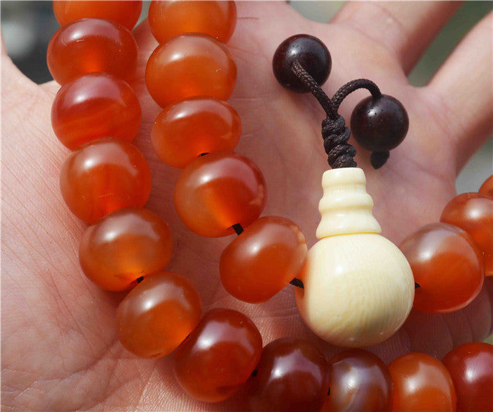 Tibet Old Antique Real Pema Raka Red Agate Mala Prayer Beads Nanhong Carnelian Rosary Bracelet Himalayas