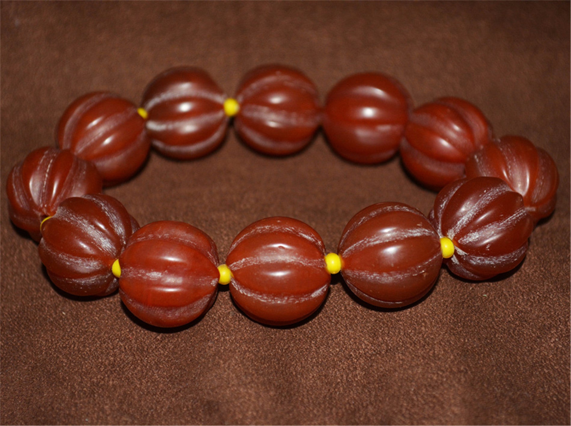 Tibet Old Antique Red Pema Raka Agate Bracelet Melon Mala Prayer Beads Nanhong Carnelian Pumpkin Rosary Himalayan Genuine Amulet