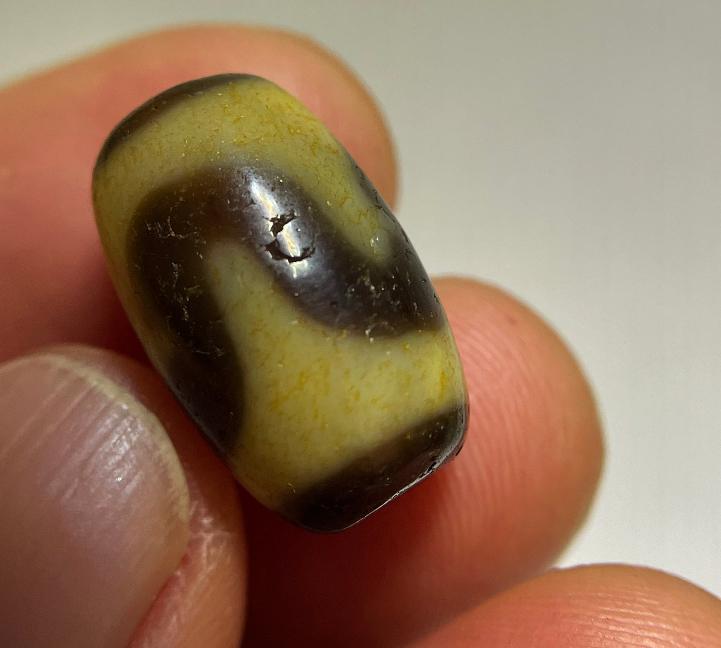 Tibet Old Antique Tiger Tooth Dzi Bead Amulet Pendant Bracelet Himalayan Water Wave Pure Zigzag Gzi Talisman