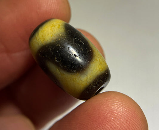 Tibet Old Antique Tiger Tooth Dzi Bead Amulet Pendant Bracelet Himalayan Water Wave Pure Zigzag Gzi Talisman