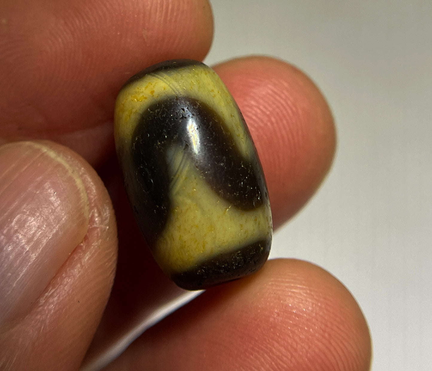 Tibet Old Antique Tiger Tooth Dzi Bead Amulet Pendant Bracelet Himalayan Water Wave Pure Zigzag Gzi Talisman