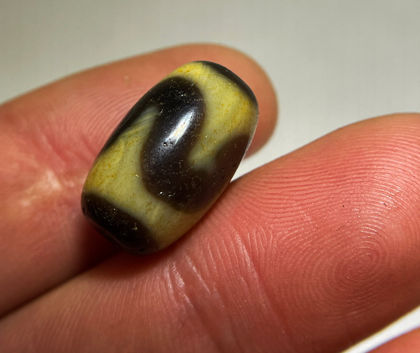 Tibet Old Antique Tiger Tooth Dzi Bead Amulet Pendant Bracelet Himalayan Water Wave Pure Zigzag Gzi Talisman