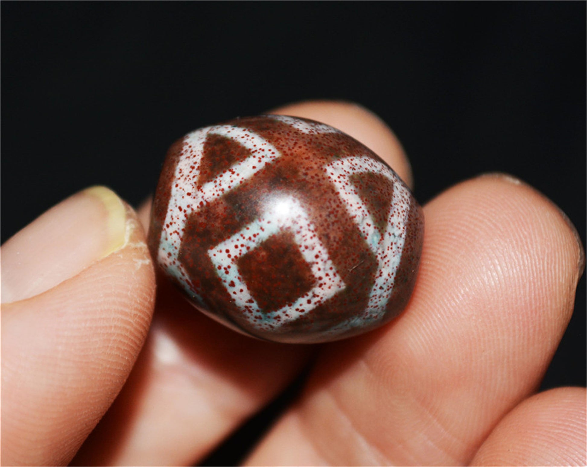Tibetan Ancient Diamond Nine Eyes Dzi Bead Cinnabar Pendant Amulet Himalaya Old Antique Real Bloodspot Agate Nepal Three Eyed Pure Gzi Talisman Bracelet