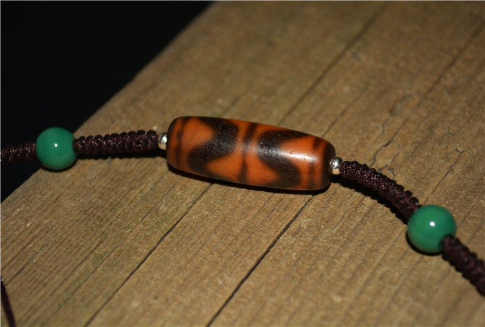 Tibetan Ancient Double Water Wave Dzi Bead Amulet Himalayas Pendant Zigzag Agate Tiger Tooth Gzi Bracelet Talisman