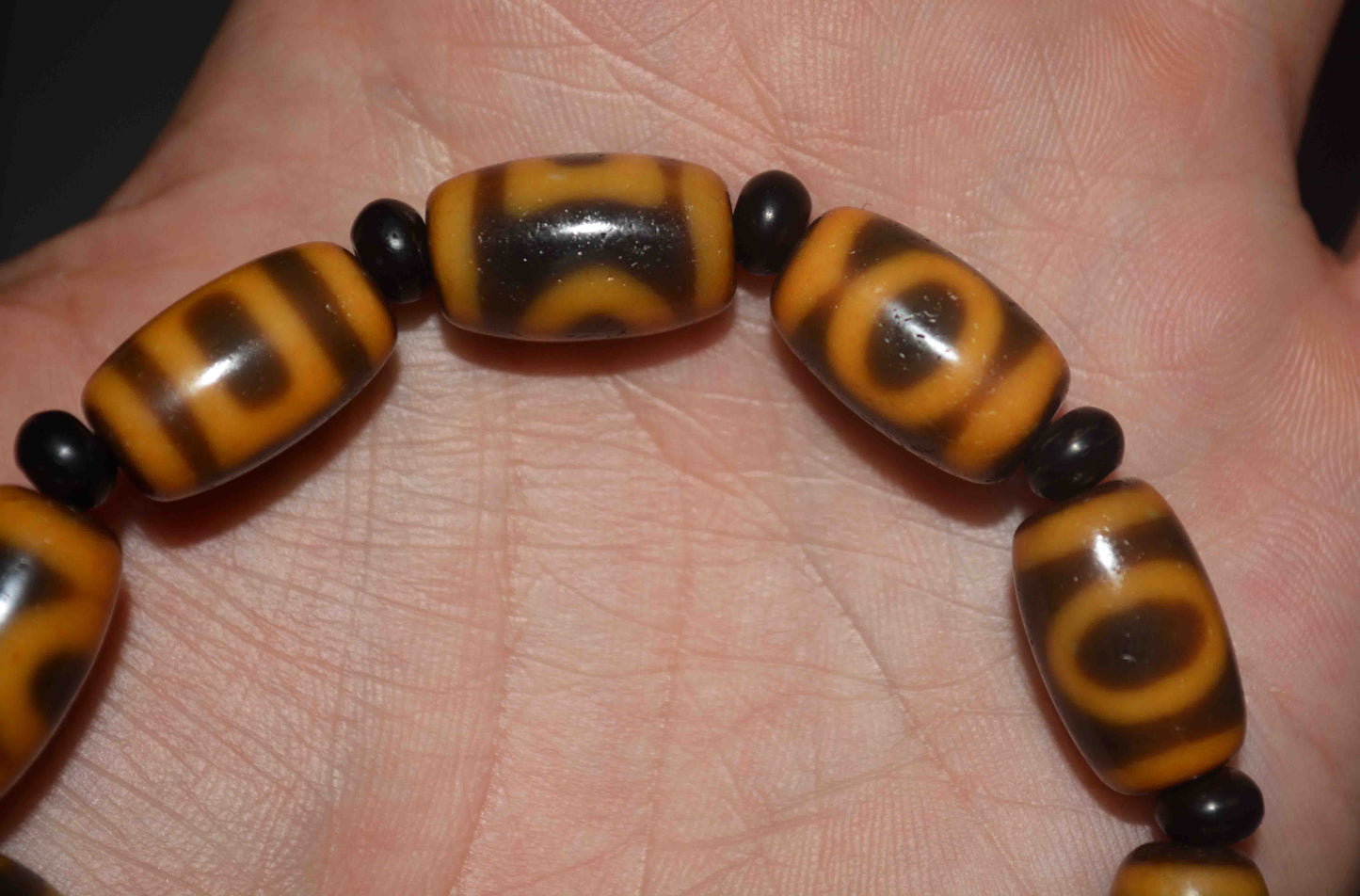 Tibetan Ancient Heaven and Earth Dzi Bead Bracelet Amulet Himalayas Pure Sakor Namkor Gzi Mala Genuine Old Antique Agate Talisman