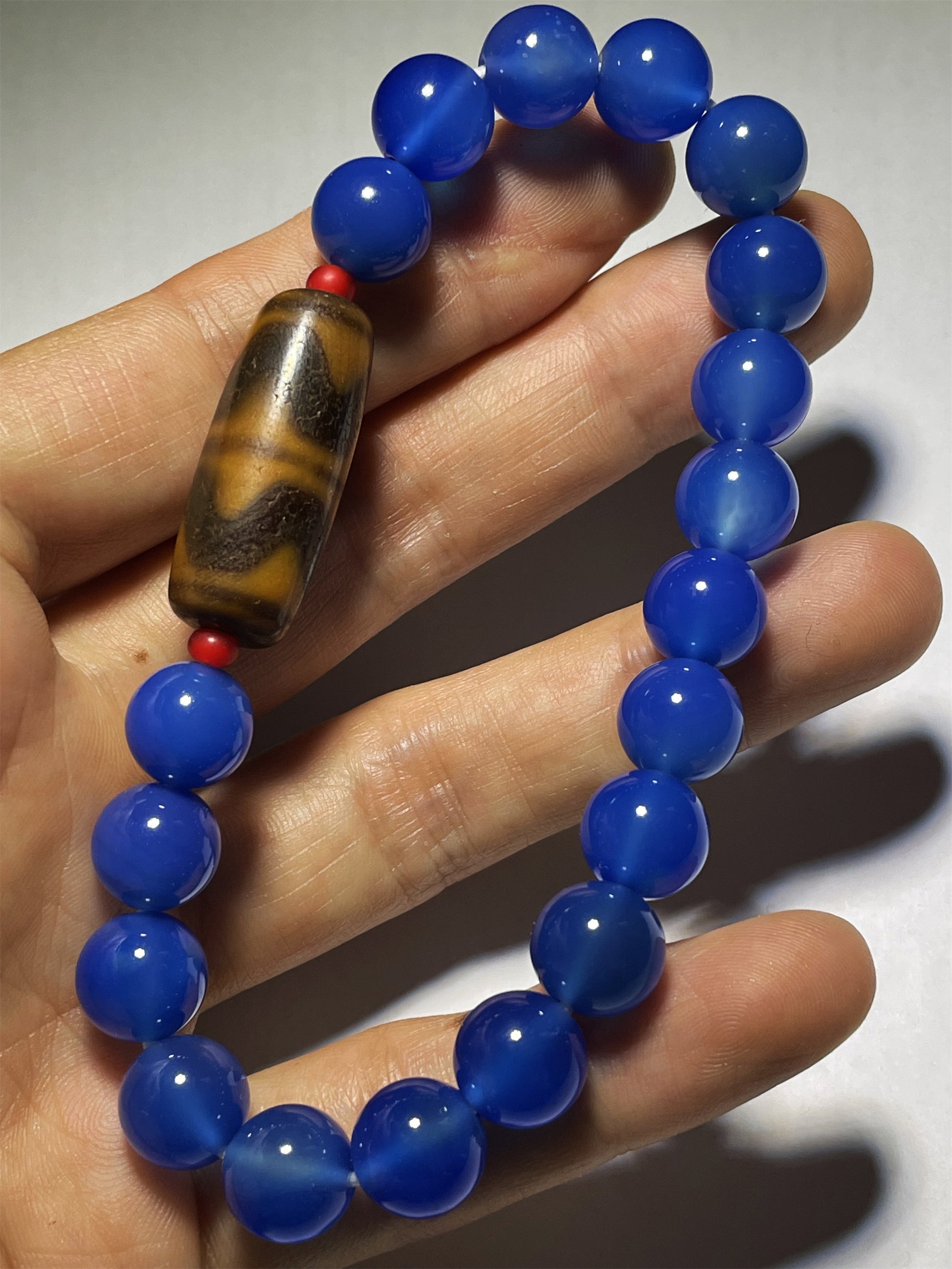 Tibetan Ancient Real Double Water Wave Dzi Bead Amulet Himalayas Genuine Zigzag Agate Tiger Tooth Gzi Bracelet Mala Talisman