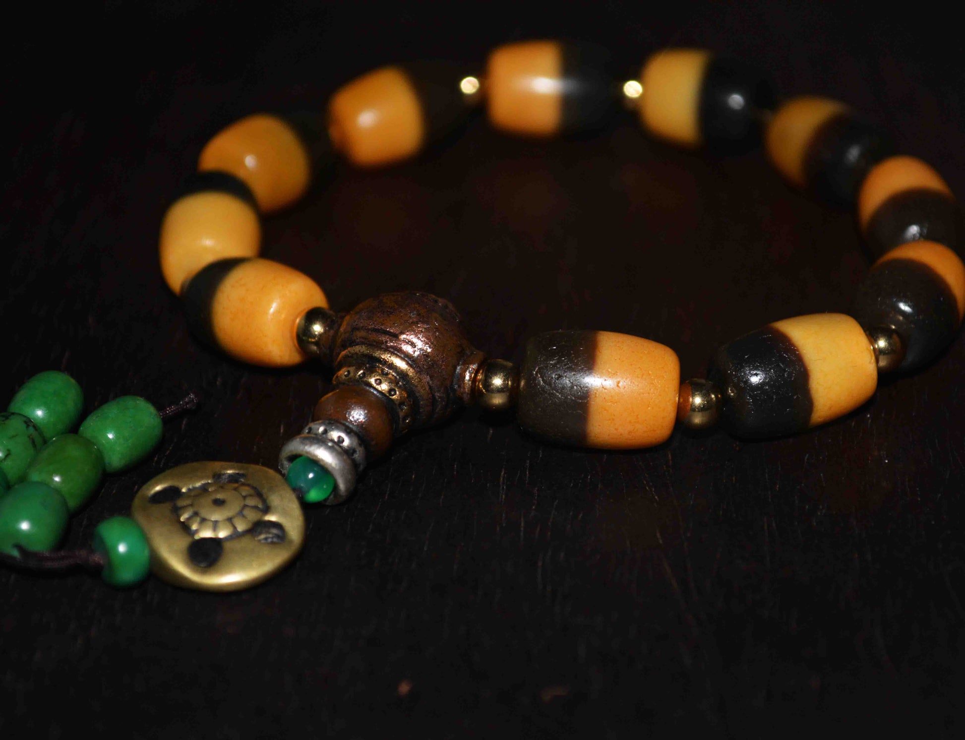 Tibetan Ancient Striped Dzi Bead Bracelet Mala Amulet Himalayan Real Agate Pure Chung Gzi