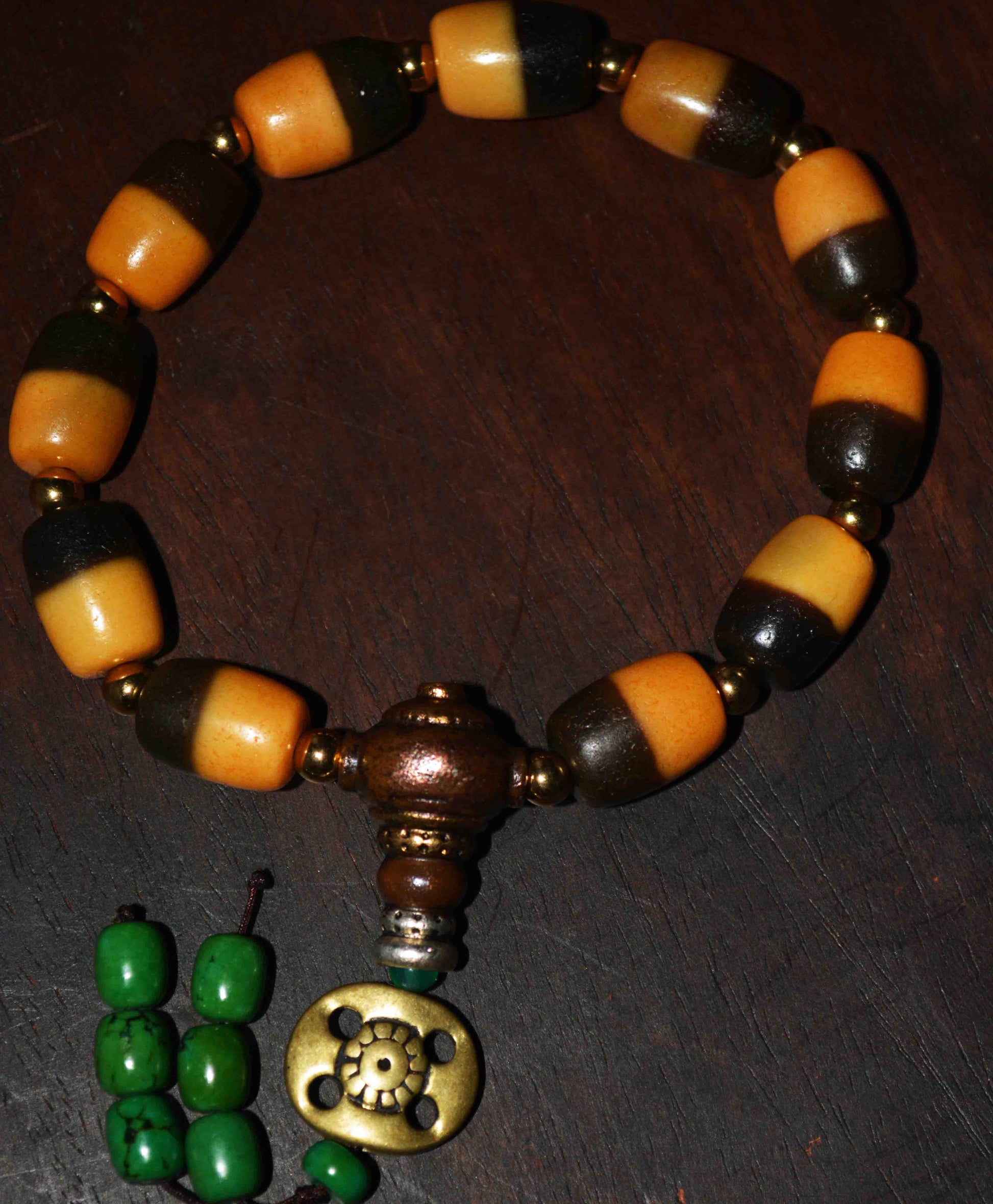 Tibetan Ancient Striped Dzi Bead Bracelet Mala Amulet Himalayan Real Agate Pure Chung Gzi