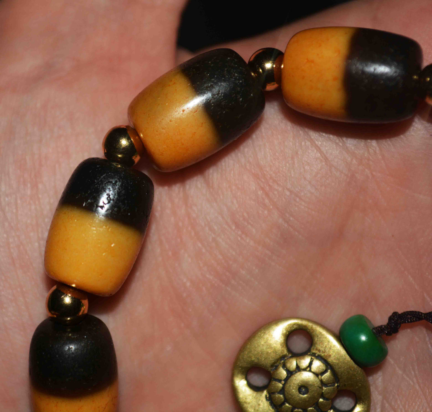 Tibetan Ancient Striped Dzi Bead Bracelet Mala Amulet Himalayan Real Agate Pure Chung Gzi