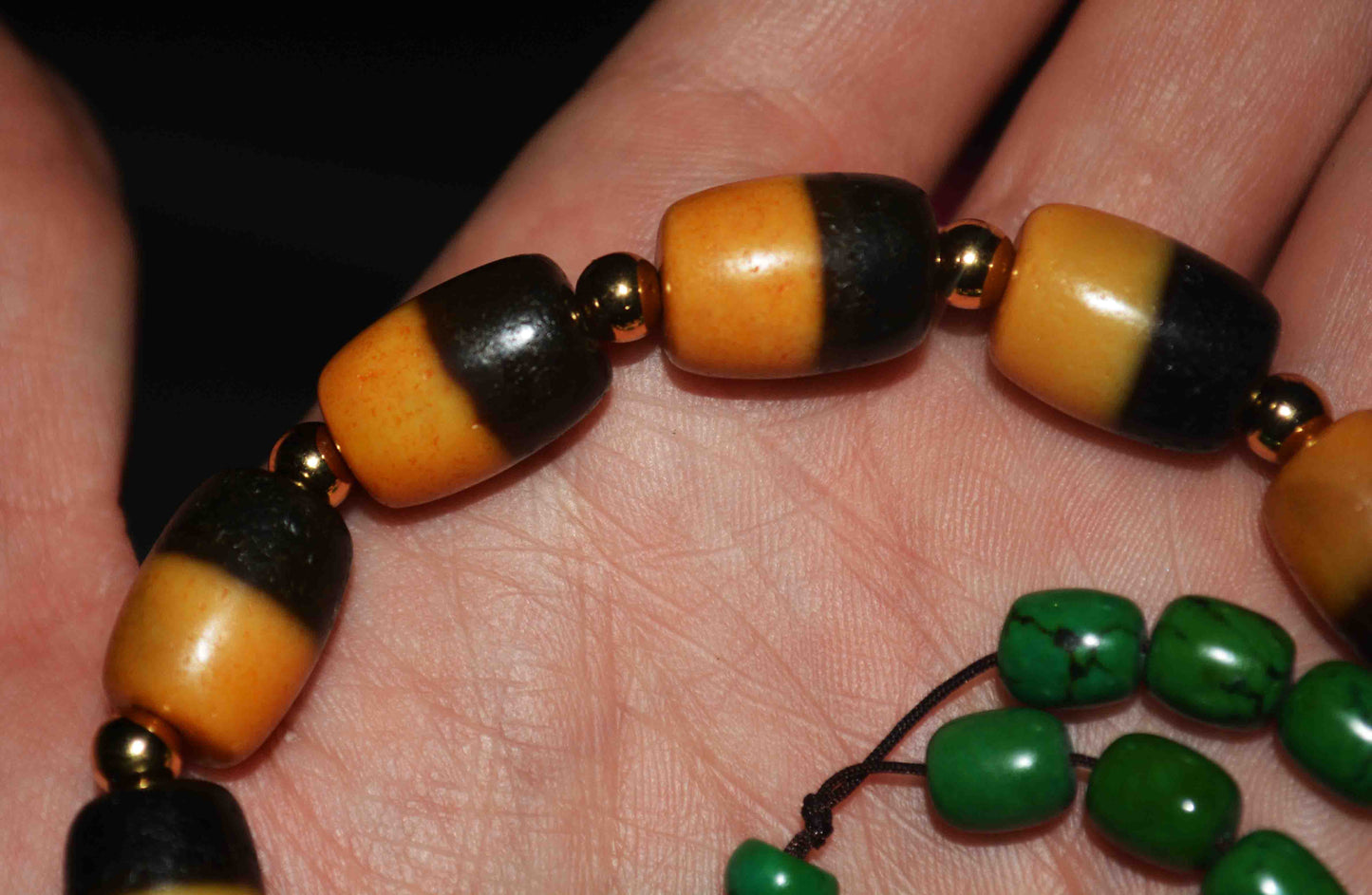 Tibetan Ancient Striped Dzi Bead Bracelet Mala Amulet Himalayan Real Agate Pure Chung Gzi