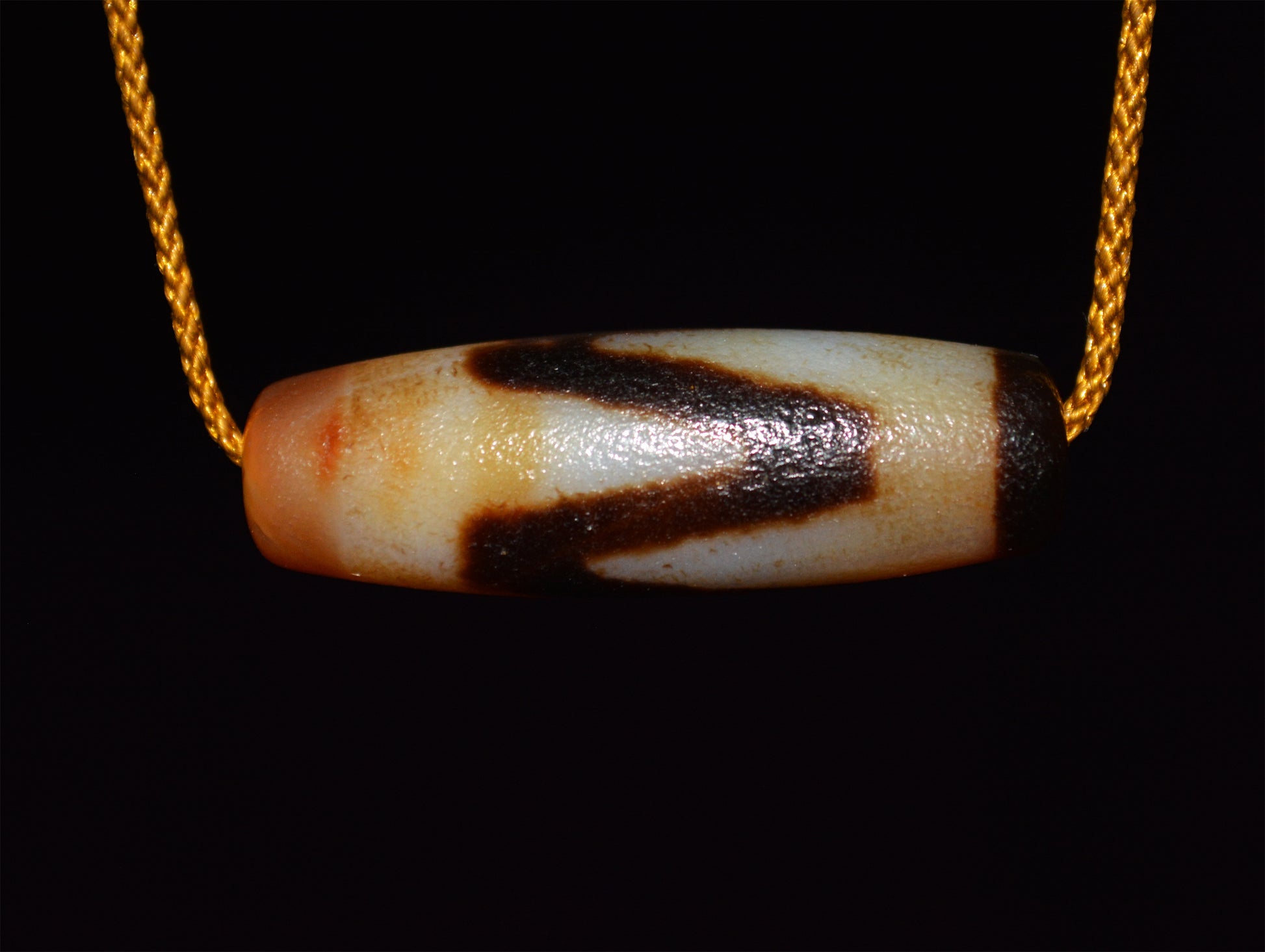 Tibetan Old Ancient Tiger Tooth Dzi Bead Amulet Pendant Water Wave Himalaya Agate Zigzag Antique Nepal Real Pure Gzi Talisman Bracelet