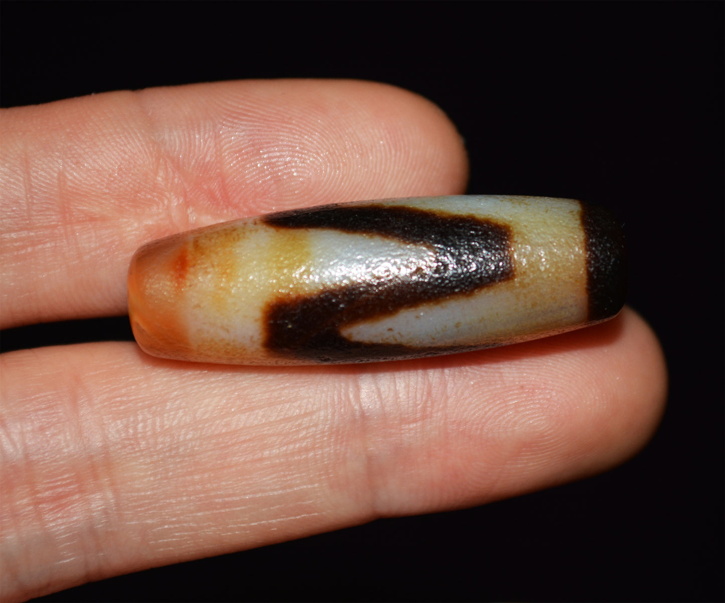 Tibetan Old Ancient Tiger Tooth Dzi Bead Amulet Pendant Water Wave Himalaya Agate Zigzag Antique Nepal Real Pure Gzi Talisman Bracelet