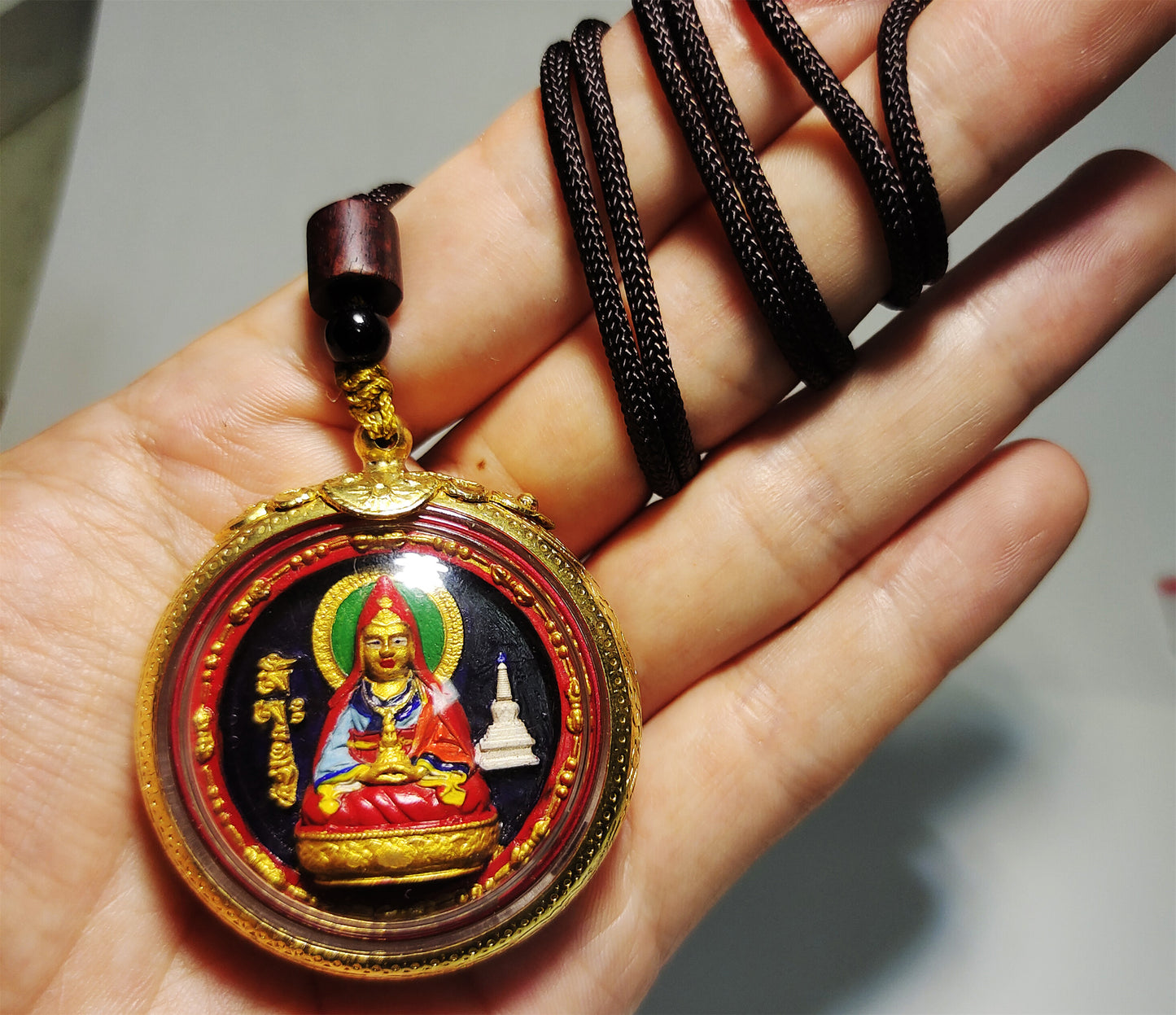 Real Himalayan Antique Red Lama Tsa Tsa Gau Prayer Box Pendant Ghau Niche Shrine Tibetan Guru Rinpoche Amulet Genuine Tsa Tsa Talisman