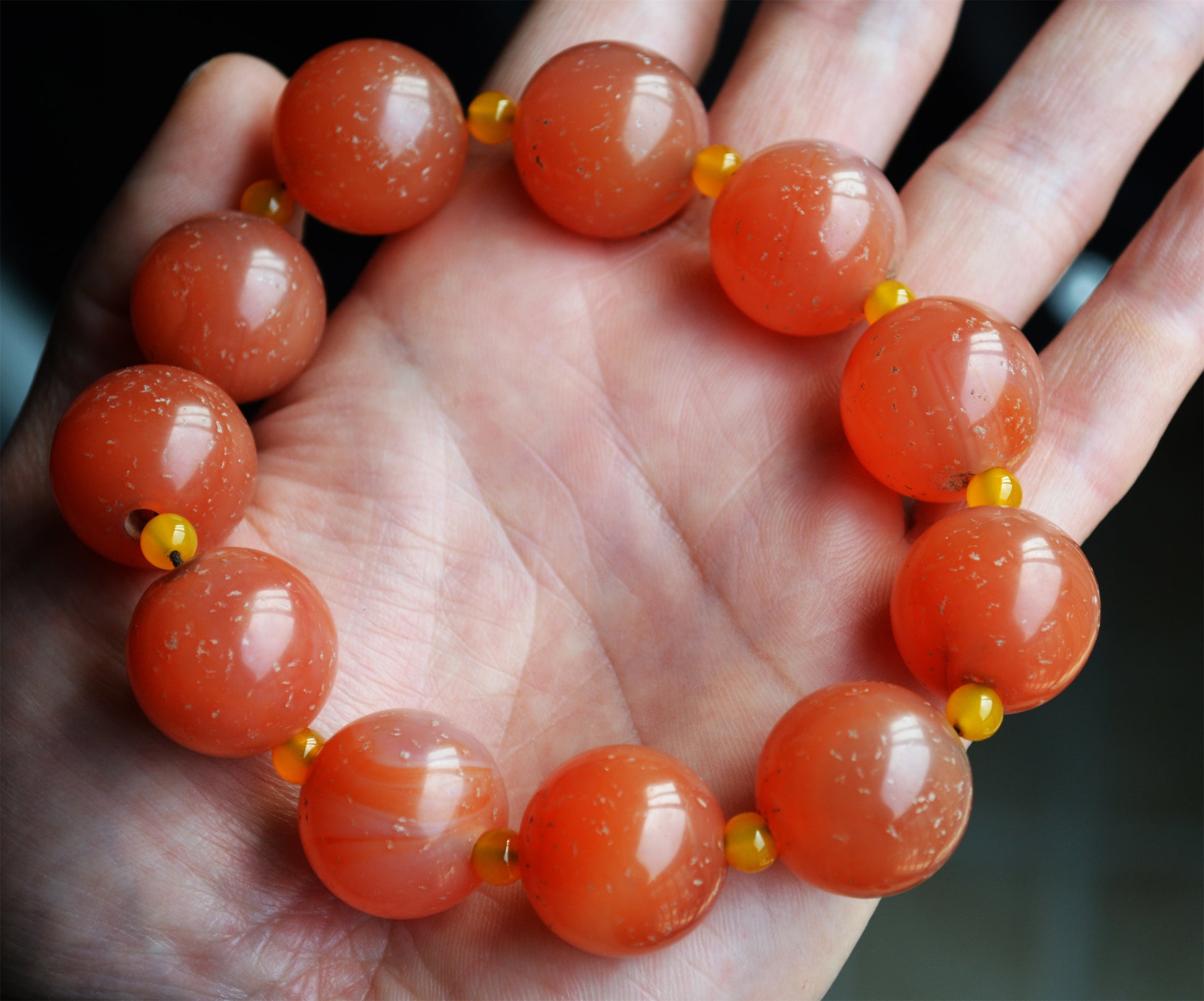 Tibetan Antique Nanhong Pema Raka Agate Bracelet Mala Prayer Beads Himalaya Carnelian Rosary  Genuine Worry Amulet