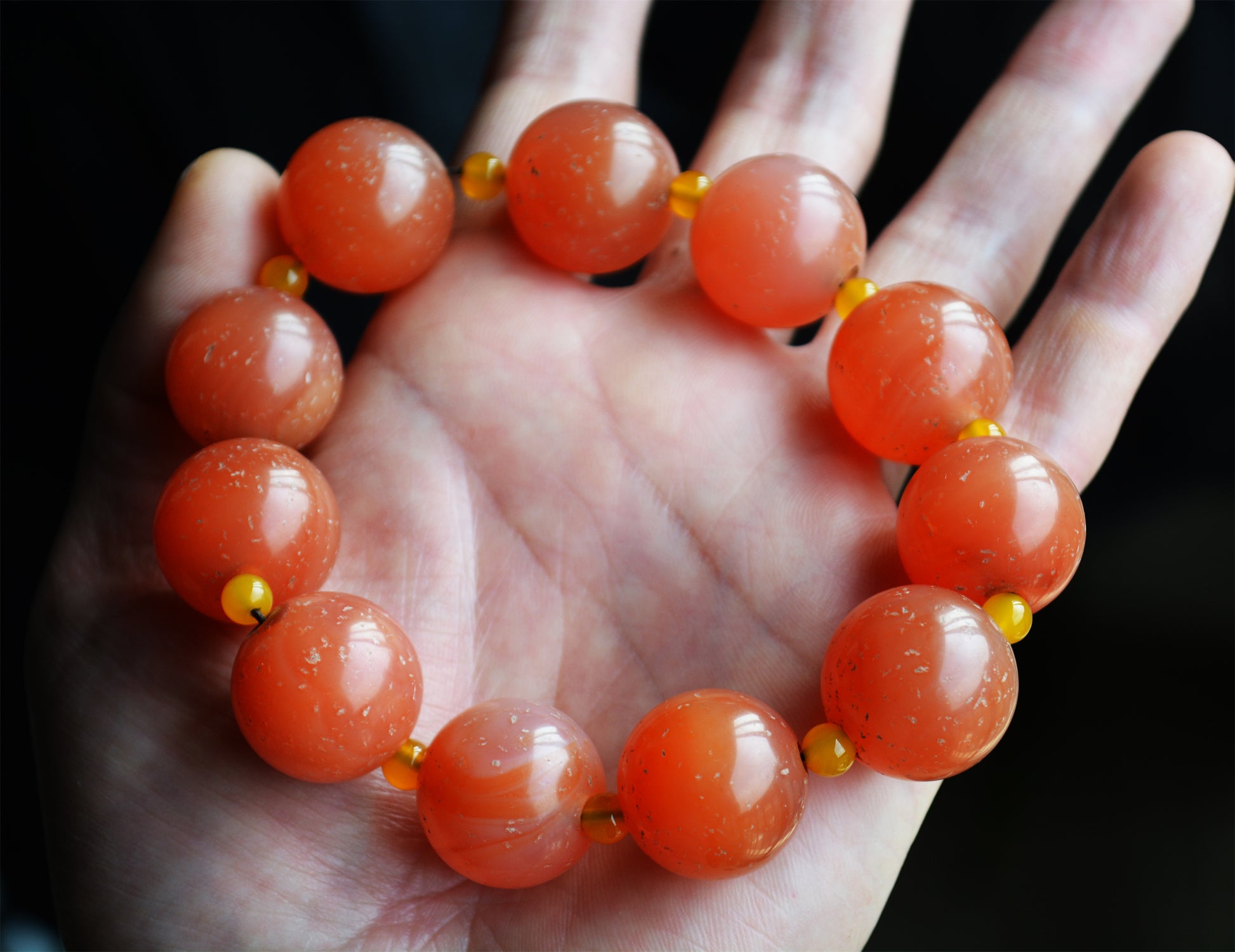 Tibetan Antique Nanhong Pema Raka Agate Bracelet Mala Prayer Beads Himalaya Carnelian Rosary  Genuine Worry Amulet