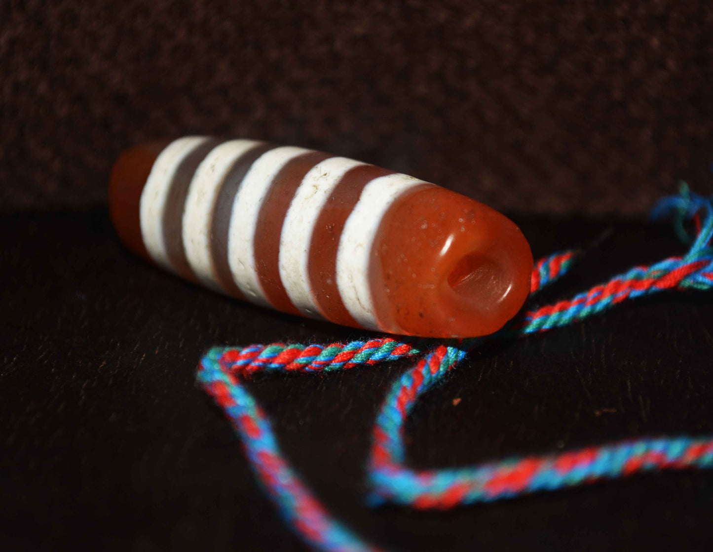 Tibetan Old Ancient Five Stripes Dzi Bead Amulet Himalayan Pendant Genuine Agate Pure Striped Gzi