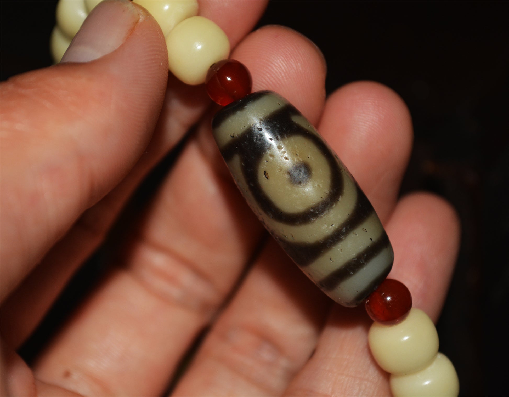 Tibetan Old Ancient Real Two Eyes Dzi Bead Bracelet Talisman Himalayas Agate Stone Pure 2 Eyed Gzi Amulet Pendant