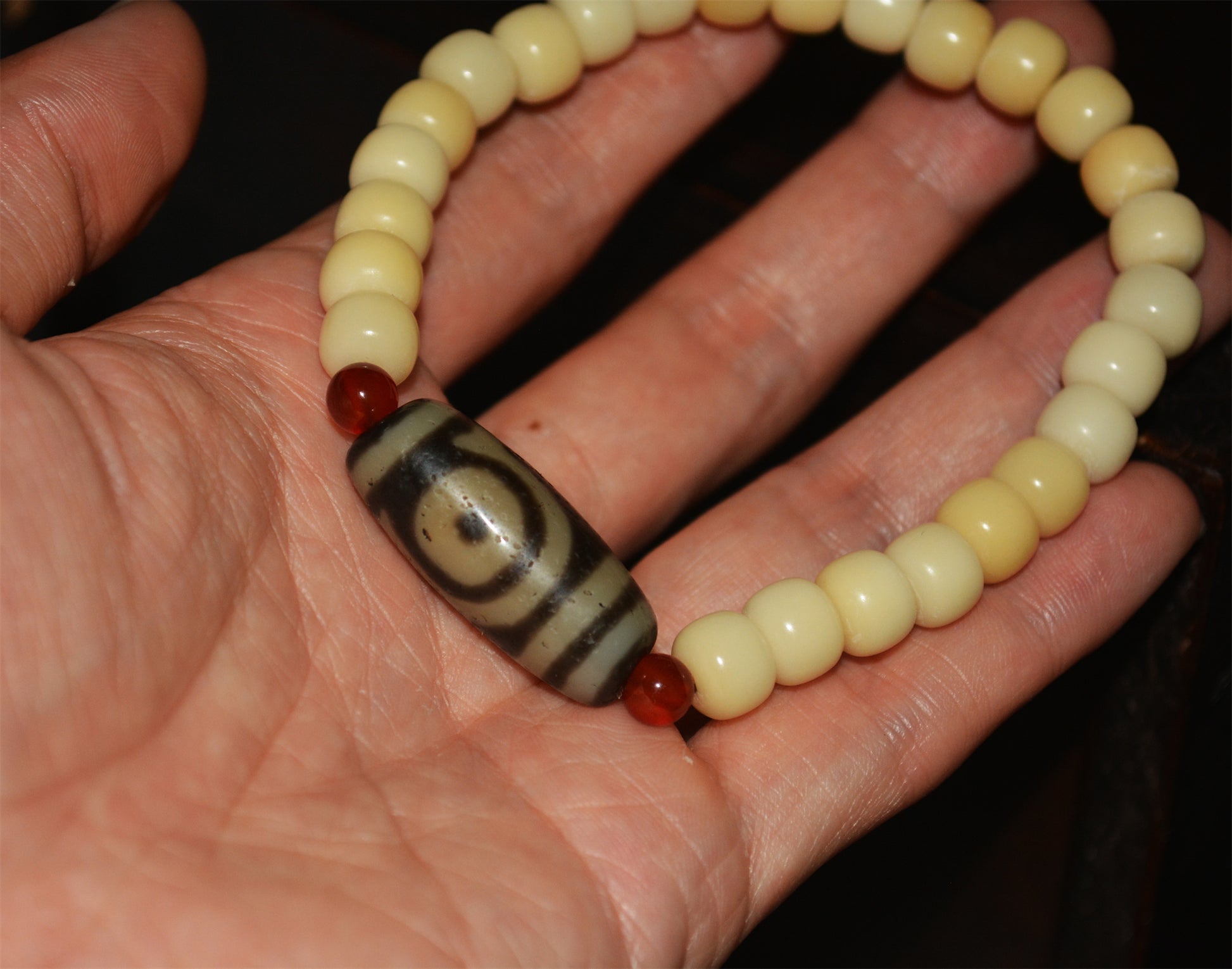 Tibetan Old Ancient Real Two Eyes Dzi Bead Bracelet Talisman Himalayas Agate Stone Pure 2 Eyed Gzi Amulet Pendant