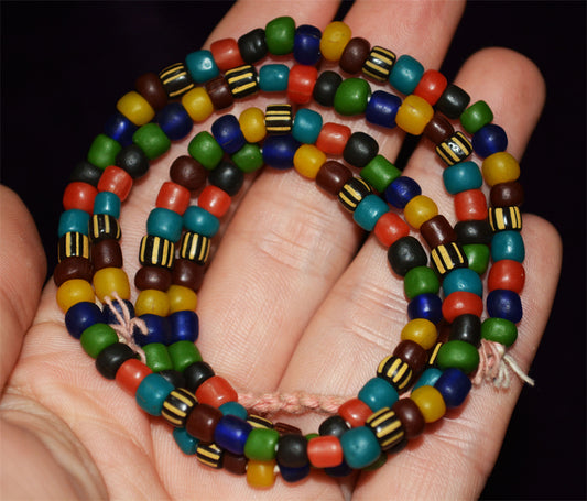 Tibetan Old Antique Colored Glaze Glass Necklace Bracelet Mala Prayer Beads Himalaya Rosary