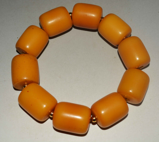 Tibetan Old Antique Egg Yolk Amber Bracelet Butterscotch Beads Mala Prayer Rosary