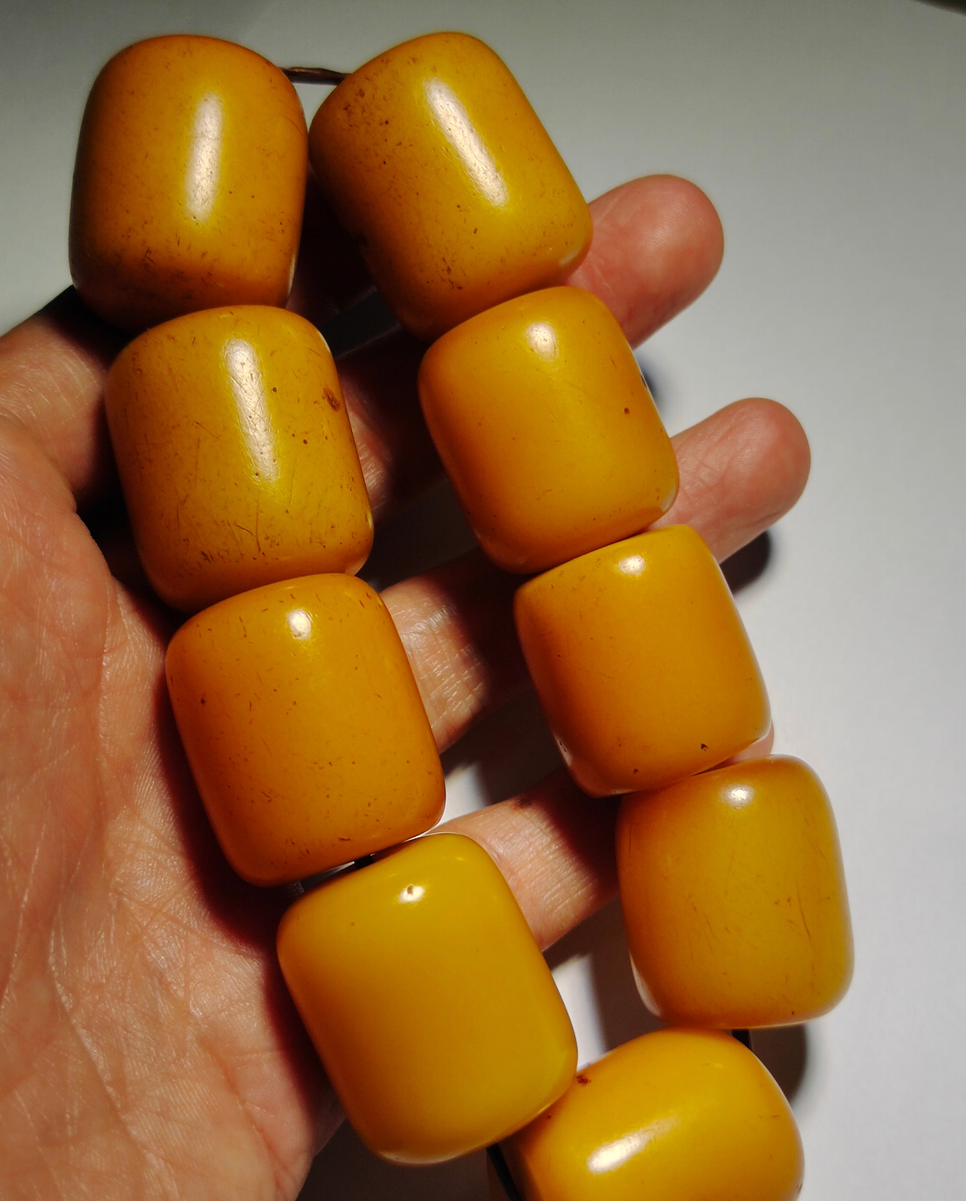 Tibetan Old Antique Egg Yolk Butterscotch Amber Beads Bracelet Mala Prayer Rosary