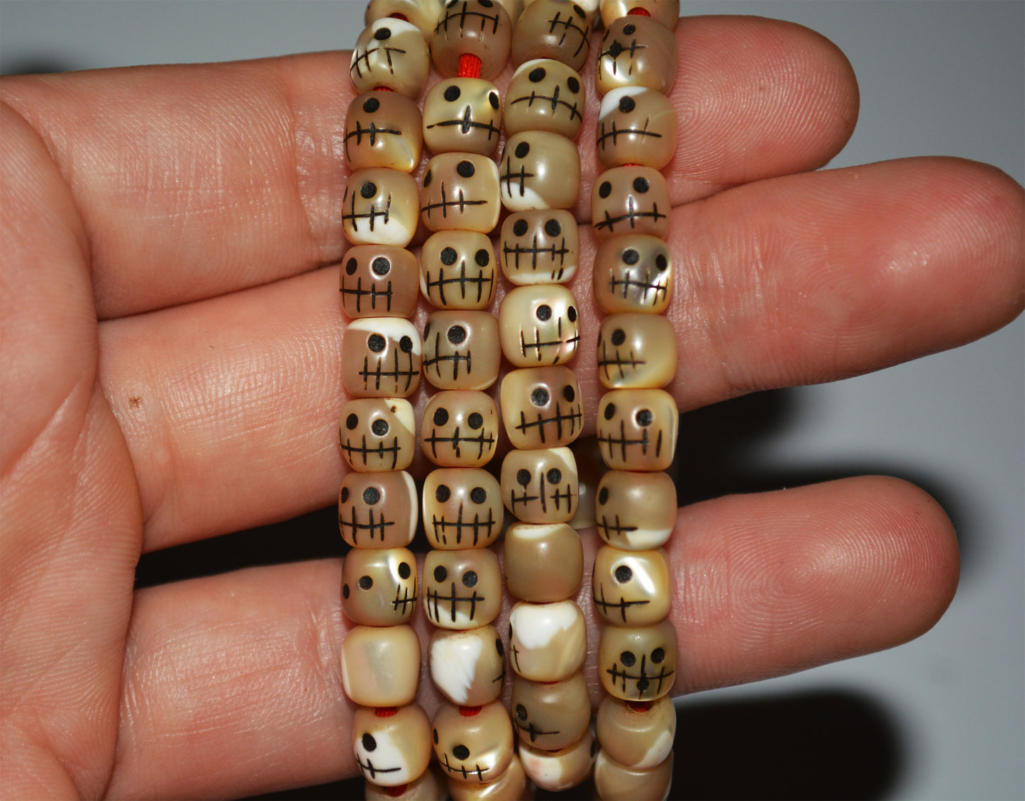 Tibetan Old Antique Kapala Skull Mala Prayer Beads Bracelet Himalayan Rosary Amulet Real Lucky Talisman Seashell Mother Of Pearl chitipati shmashana adhipati