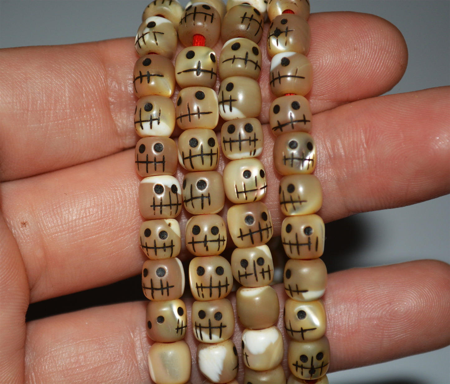 Tibetan Old Antique Kapala Skull Mala Prayer Beads Bracelet Himalayan Rosary Amulet Real Lucky Talisman Seashell Mother Of Pearl chitipati shmashana adhipati