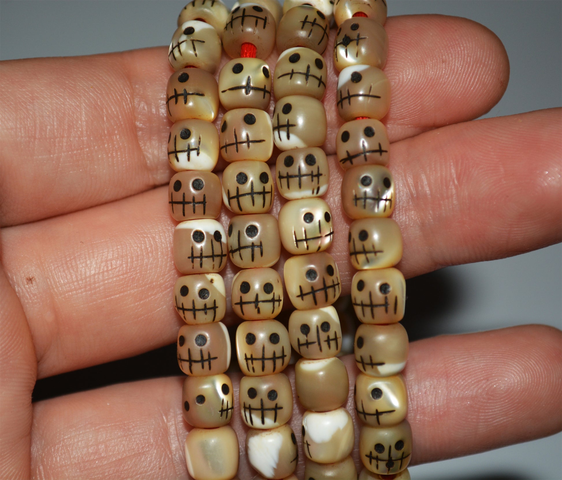 Tibetan Old Antique Kapala Skull Mala Prayer Beads Bracelet Himalayan Rosary Amulet Real Lucky Talisman Seashell Mother Of Pearl chitipati shmashana adhipati